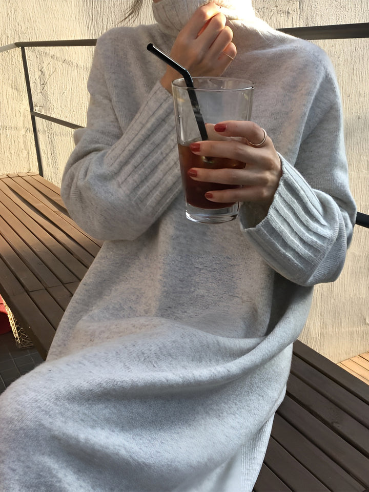 Oversized High Collar Maxi Dress