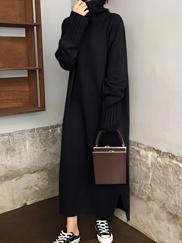 Oversized High Collar Maxi Dress