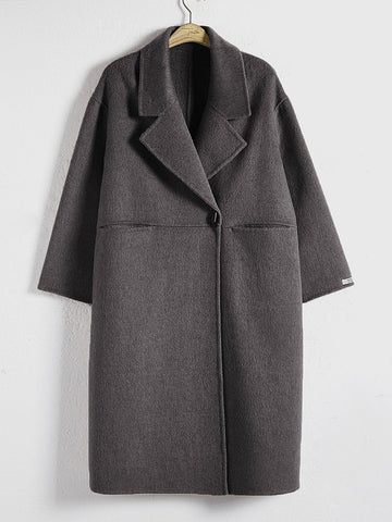 Relaxed Fit Notch Lapel Long Overcoat