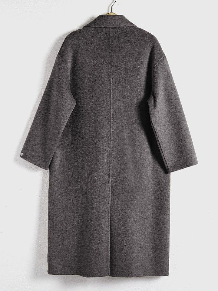 Relaxed Fit Notch Lapel Long Overcoat