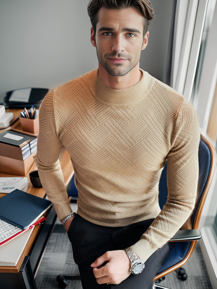 Suéter con estampado geométrico y cuello simulado