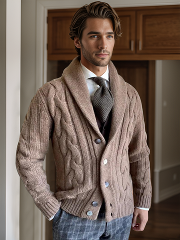 M's Signature Cable Shawl Cardigan