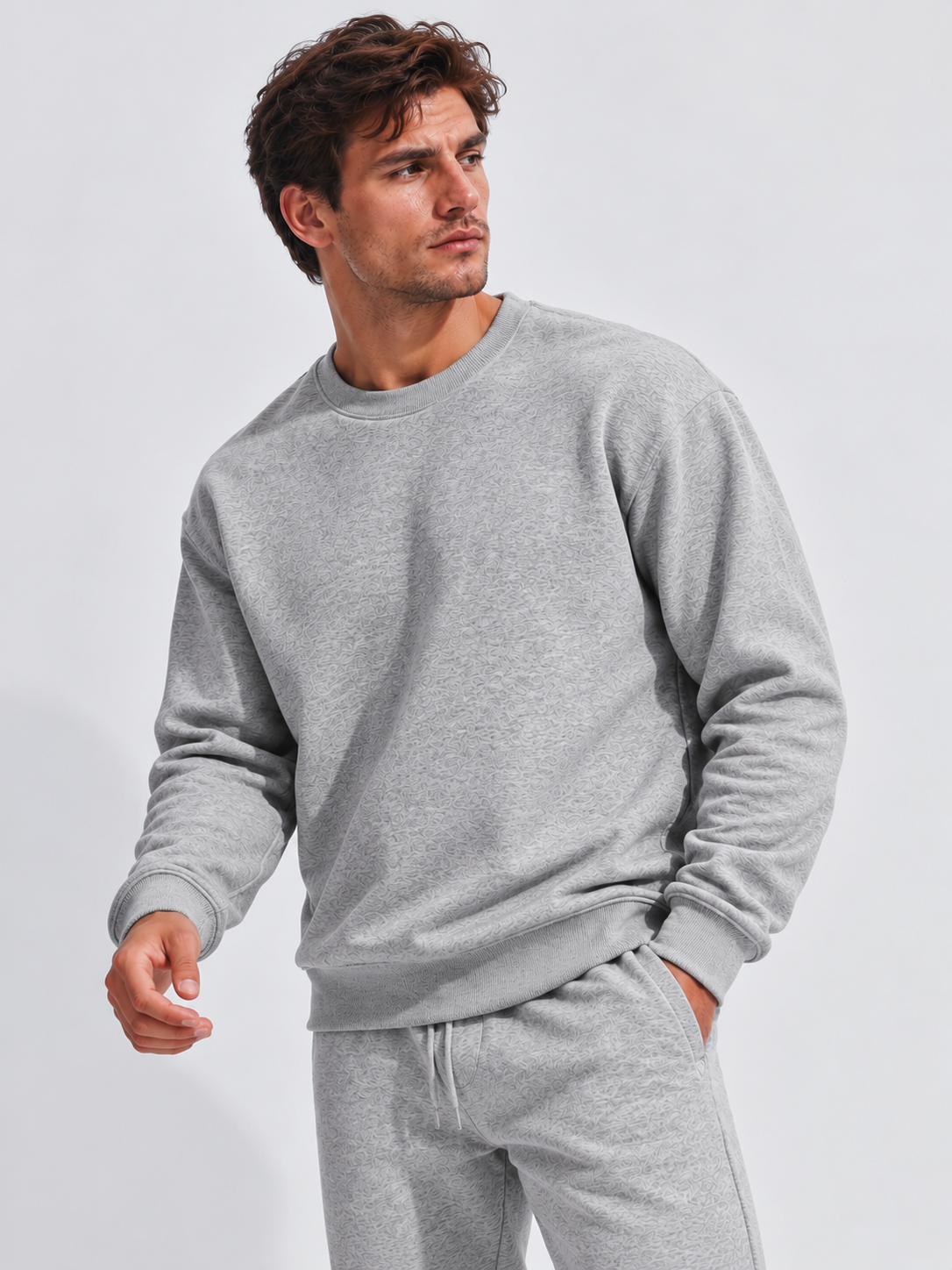 Men's Essential Cotton Blend Crewneck Sweatshirt-thumbmail-2