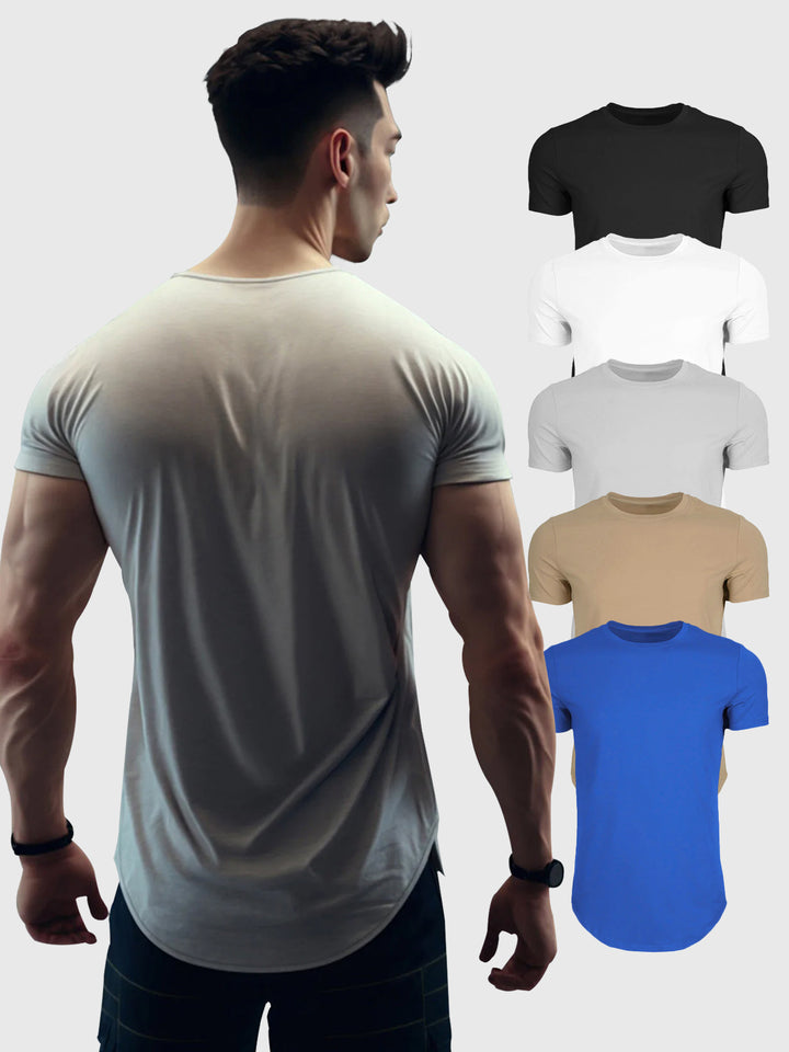 5-Pack Kore Curved Hem T-shirt Muscle Fit Crew Neck