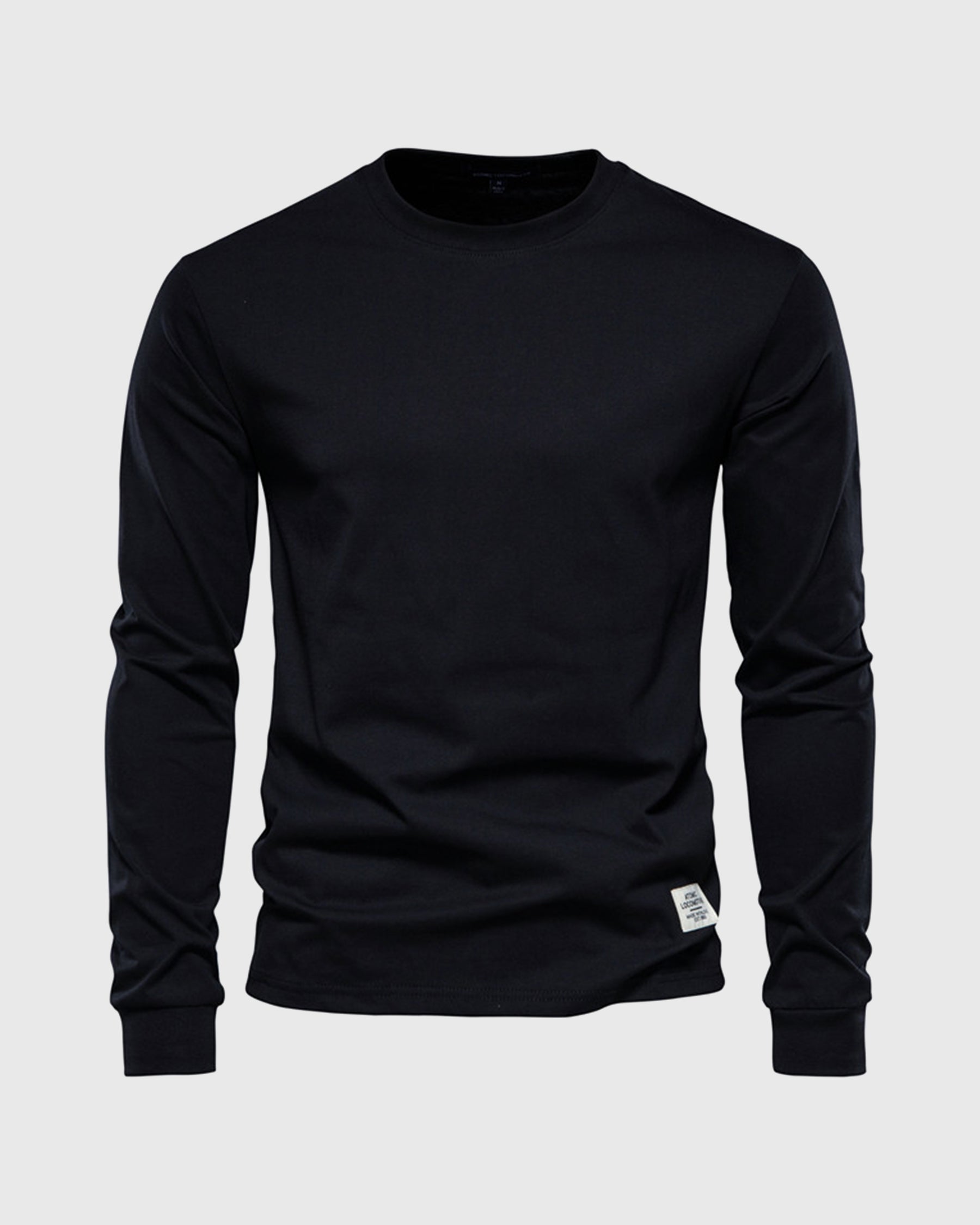 Crew neck Long Sleeve Cotton T-Shirt - Ahaselected