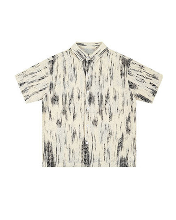 Splash ink print cut and sew SS shirt - Ahaselected