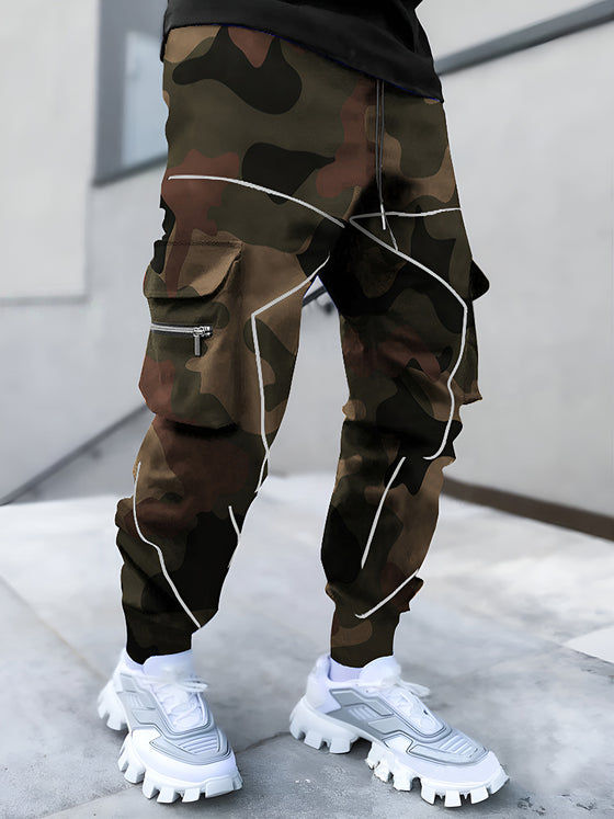 M's Reflective Print Cargo Pant Tactical Pockets - Ahaselected