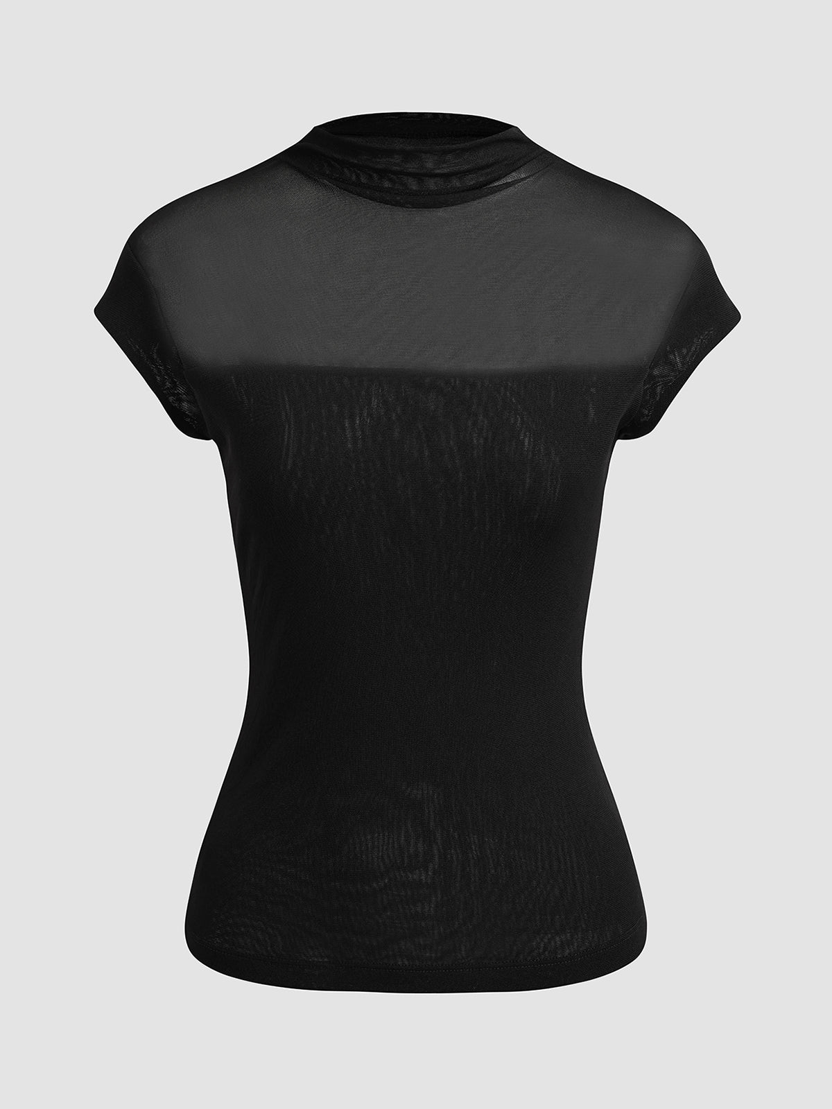 Sleeveless High Neck Mesh Top