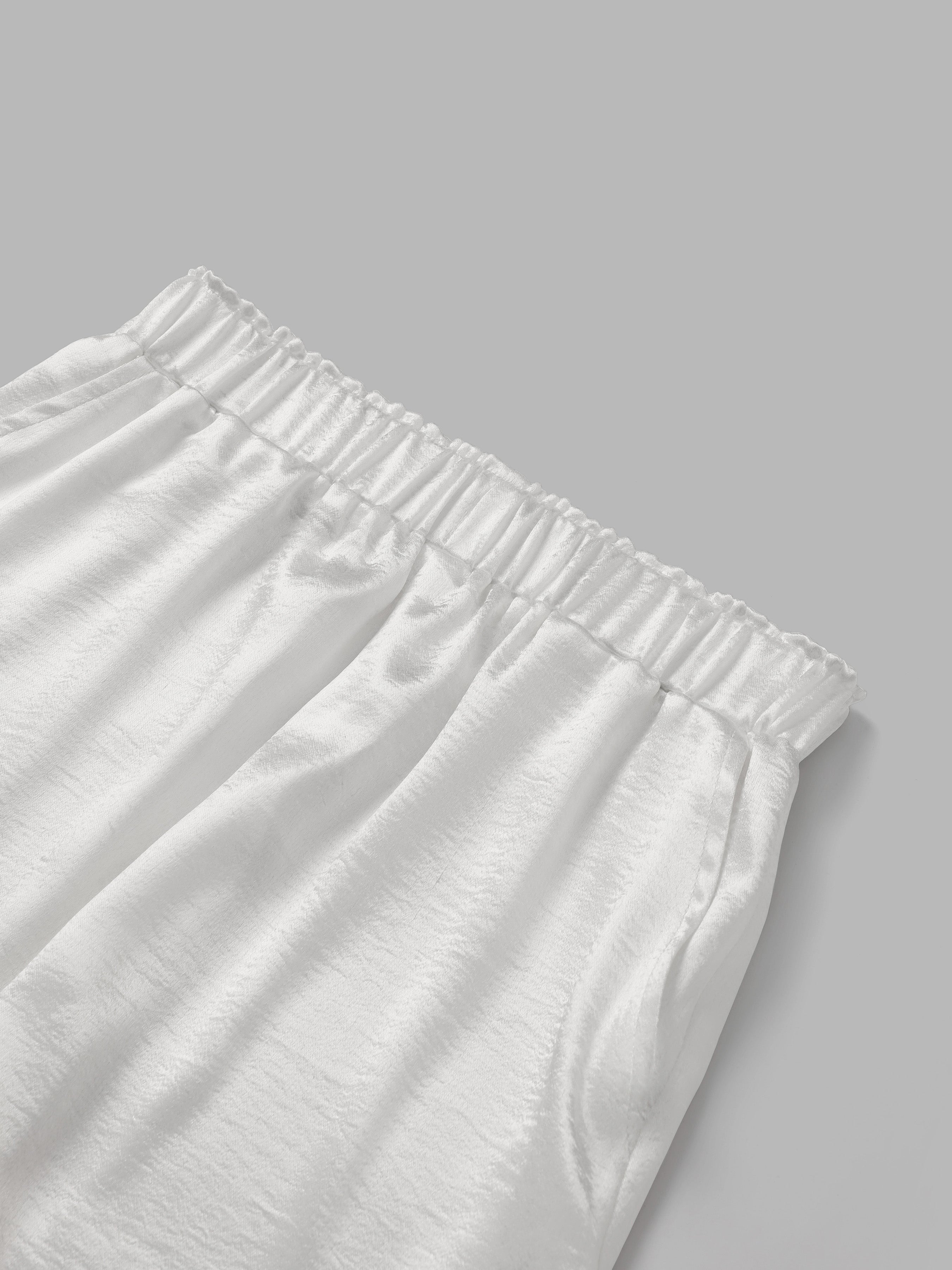 Textured Satin Elastic Waistband Wide Leg Pants - Ahaselected