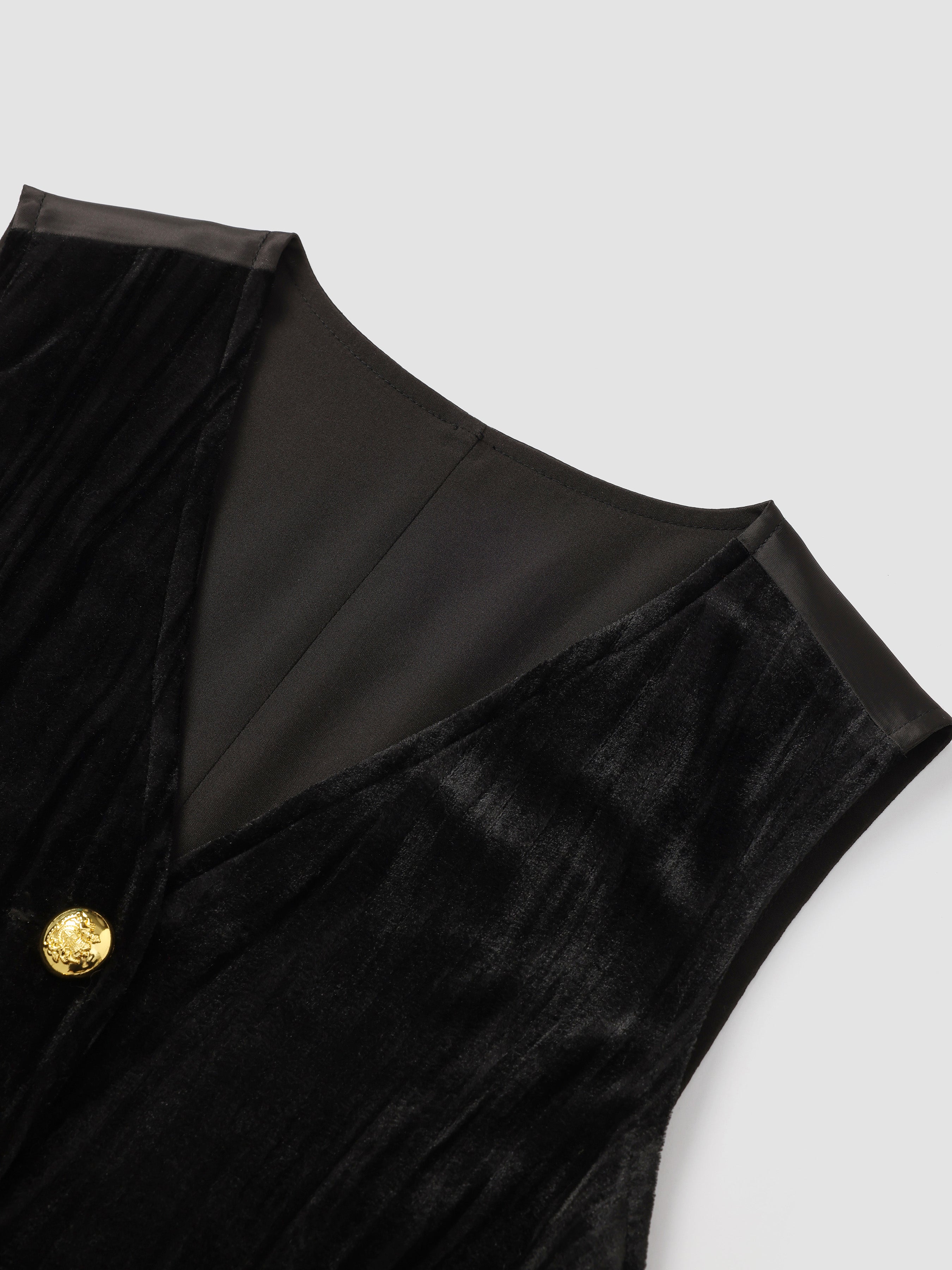 Embossed Velvet Patchwork Vest - Ahaselected