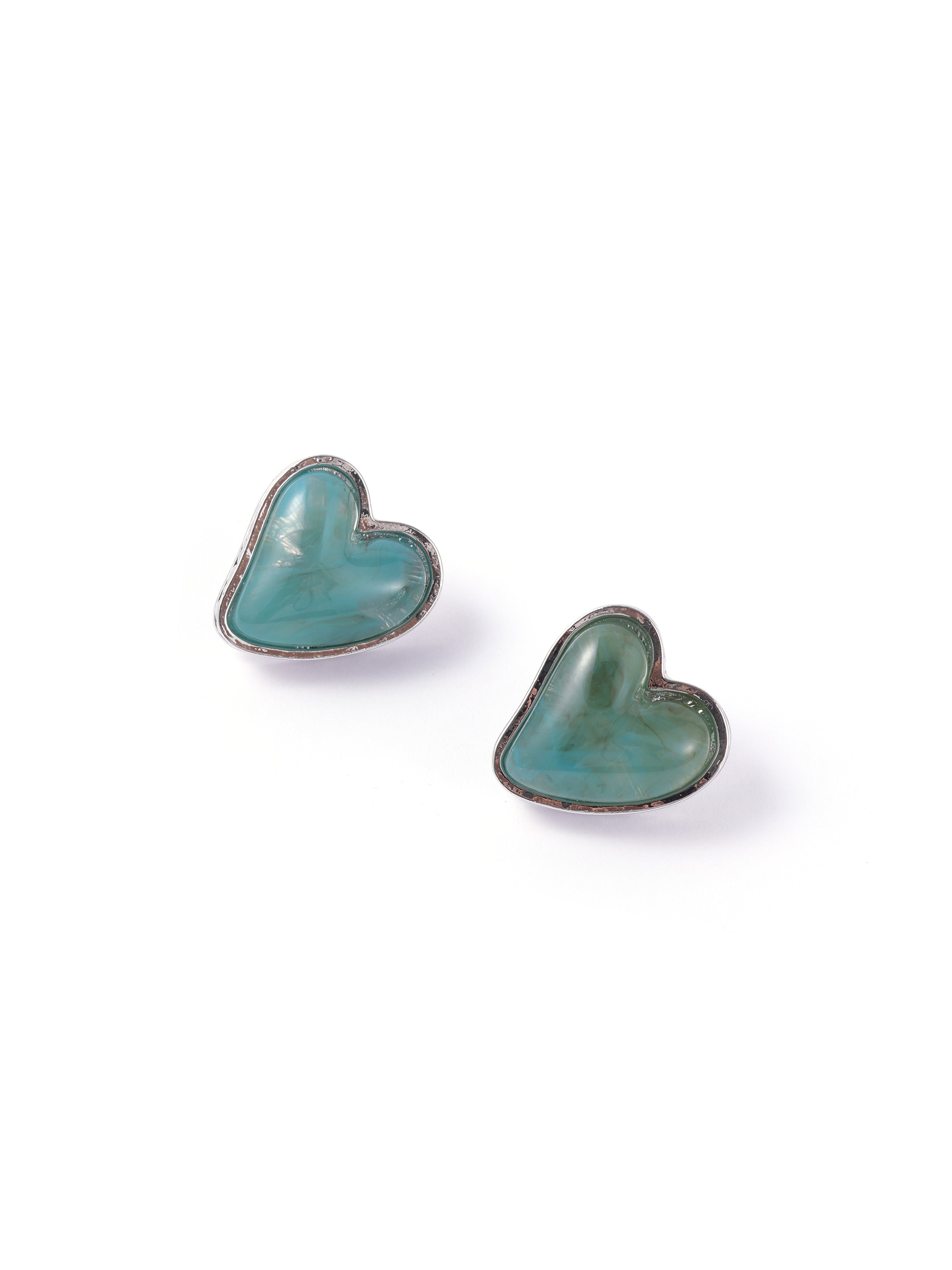 Heart-Shaped Gemstone Earrings - Ahaselected