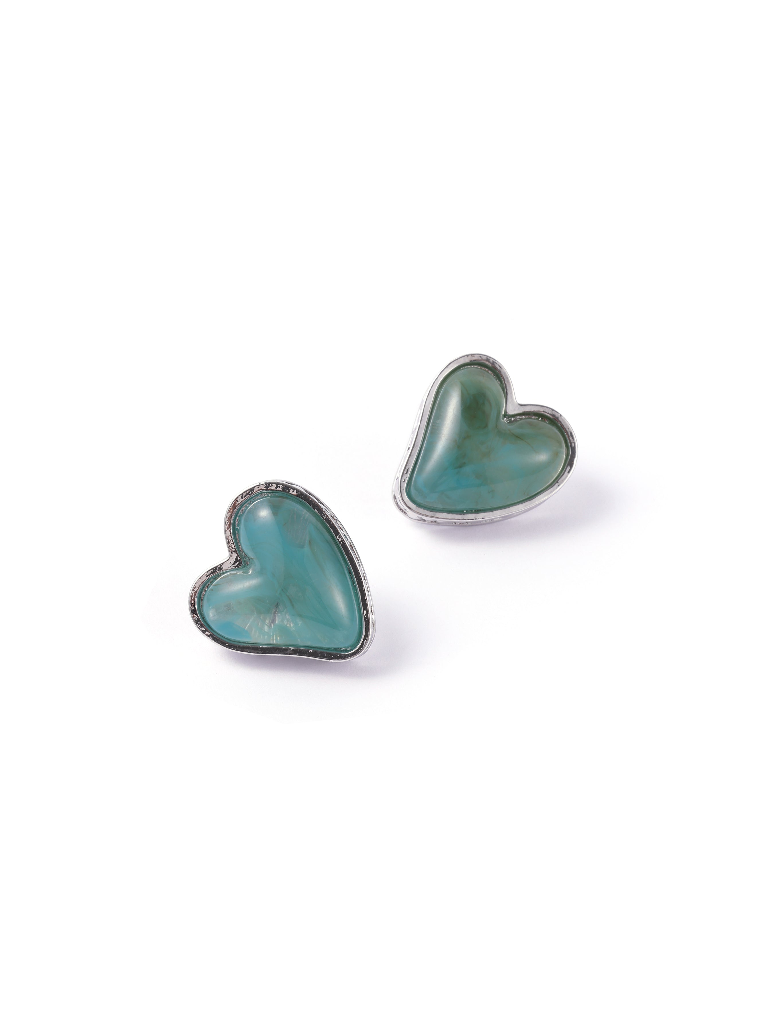 Heart-Shaped Gemstone Earrings - Ahaselected