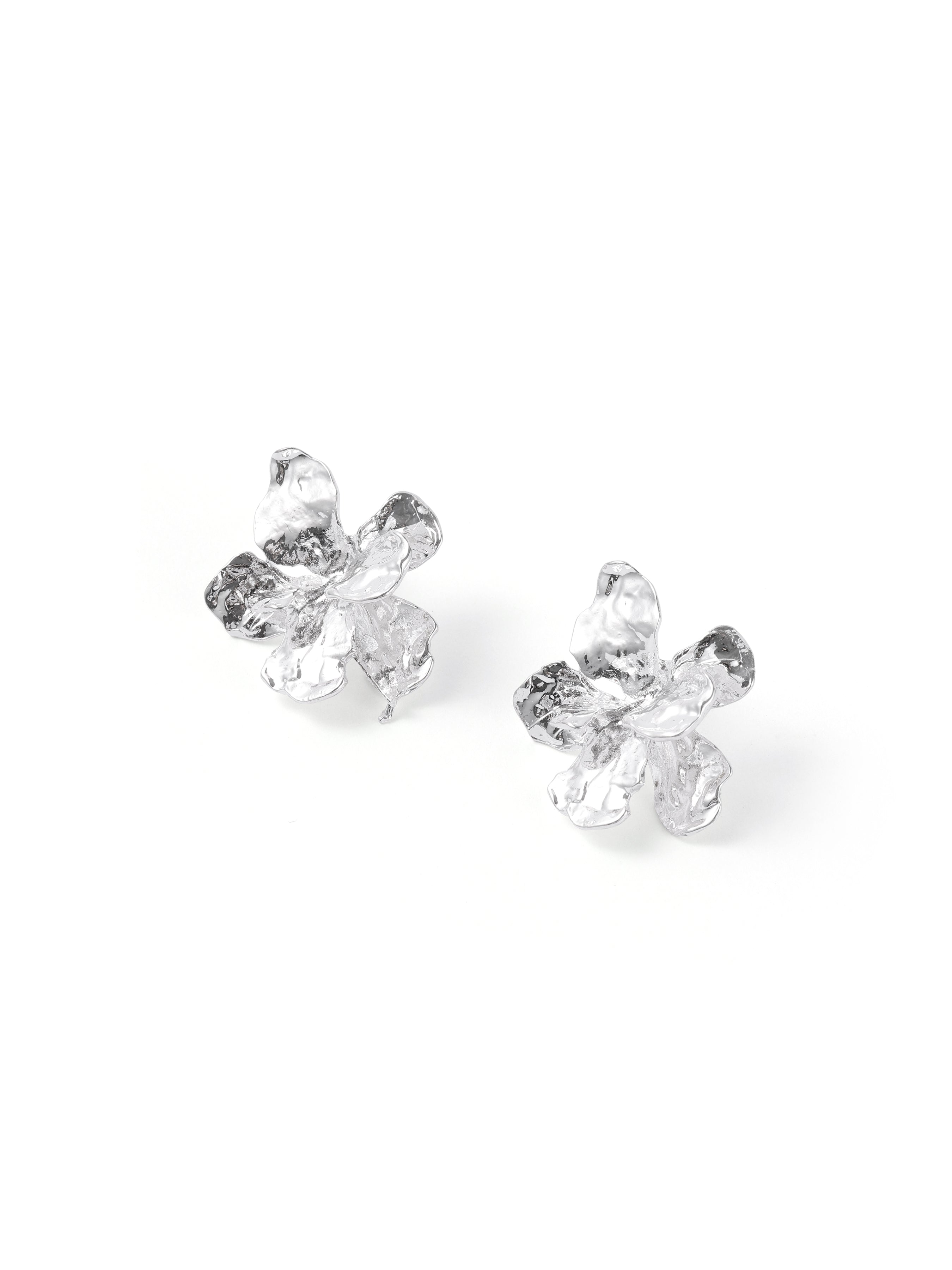 Silver Floral Earrings - Ahaselected