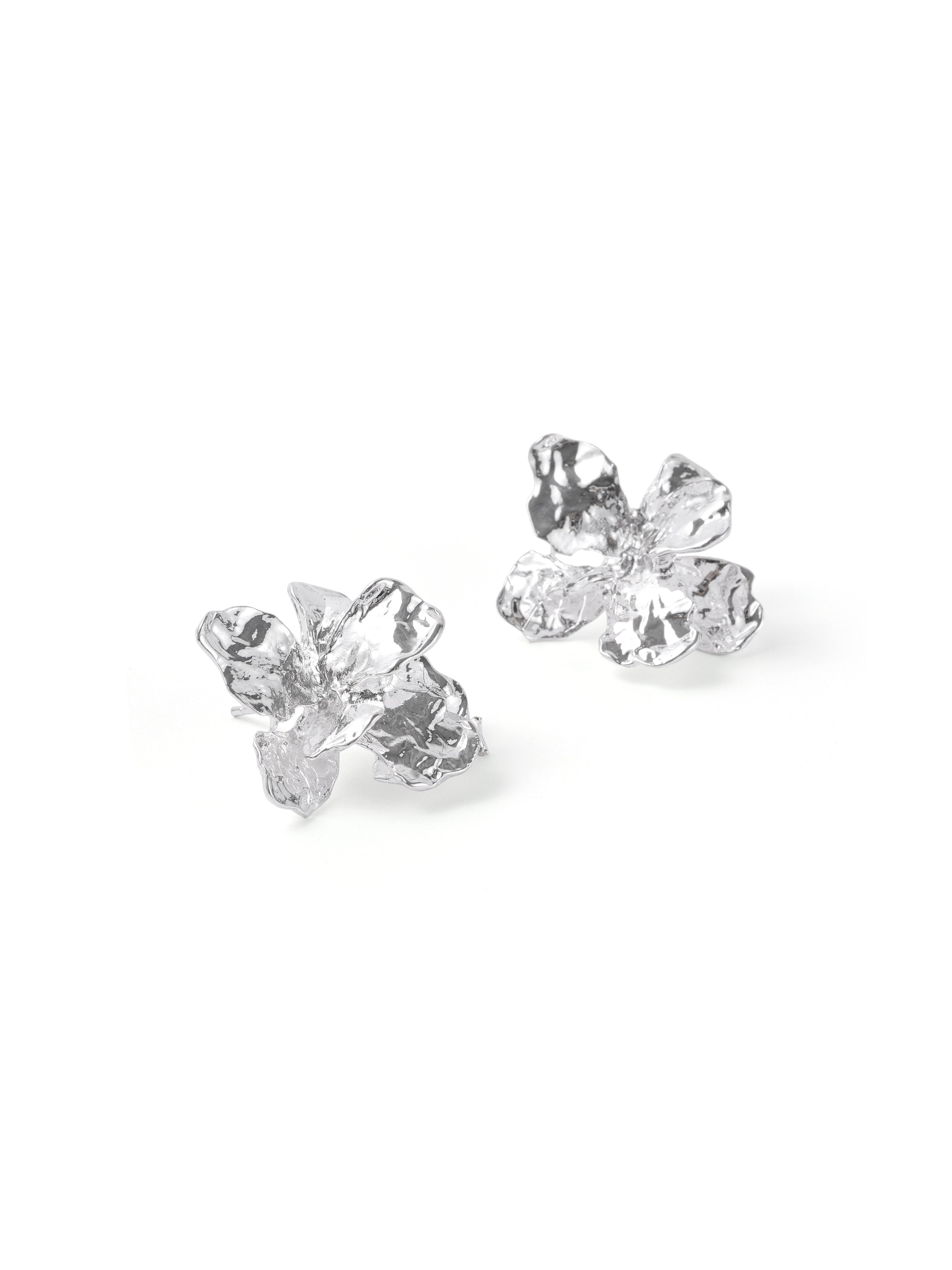 Silver Floral Earrings - Ahaselected