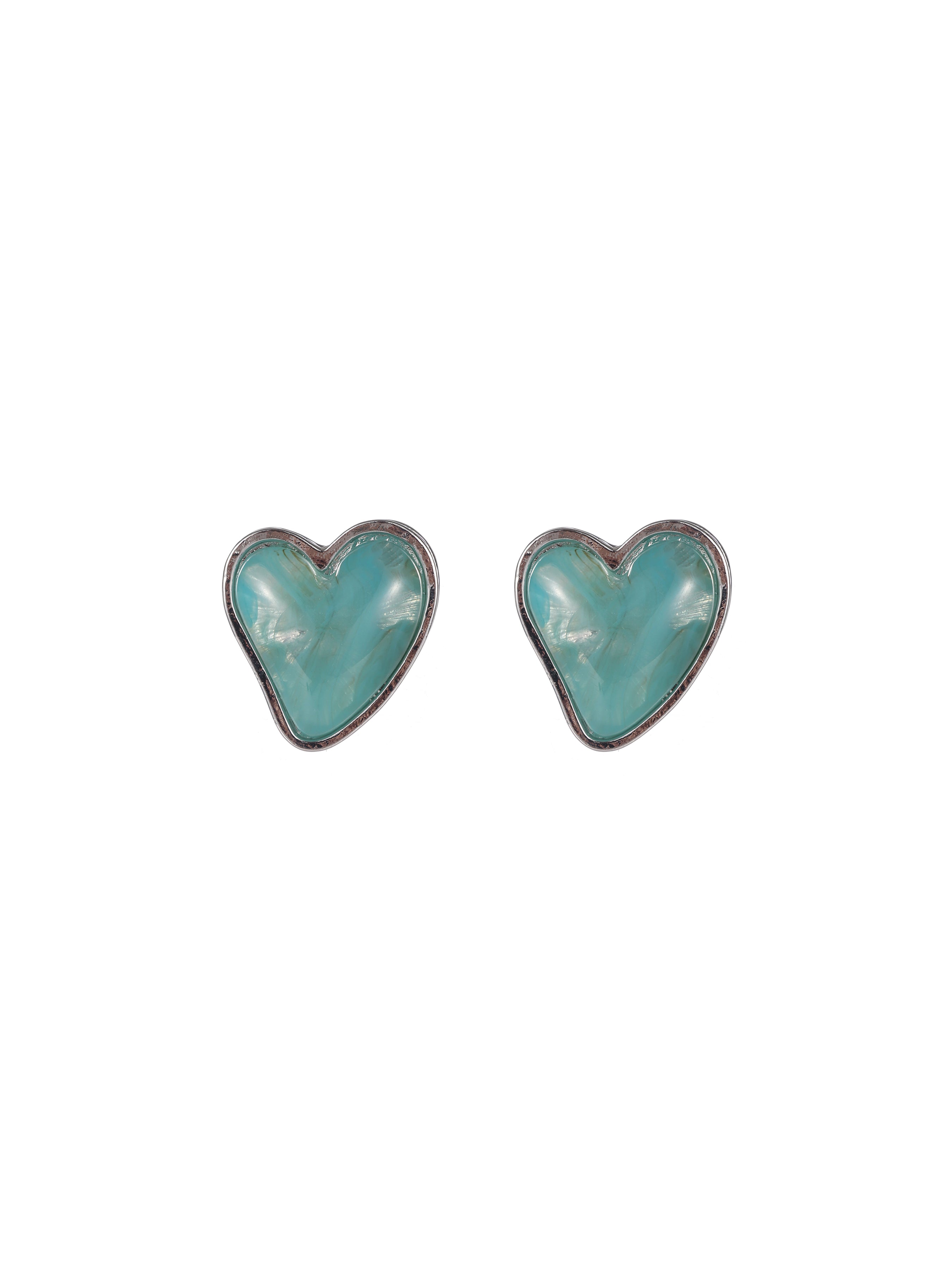 Heart-Shaped Gemstone Earrings - Ahaselected