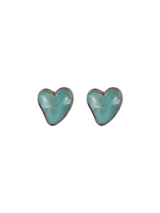Heart-Shaped Gemstone Earrings - Ahaselected