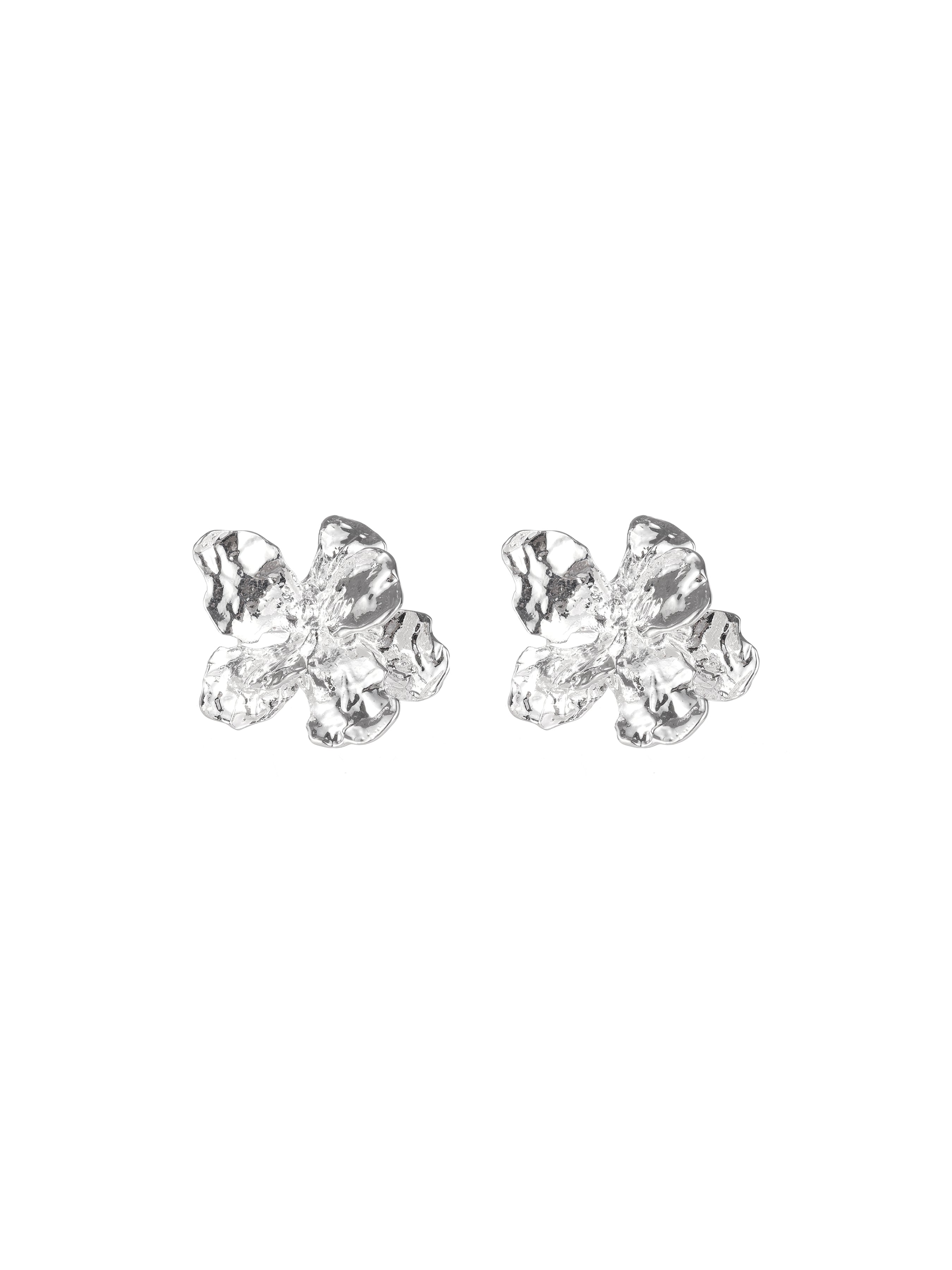 Silver Floral Earrings - Ahaselected