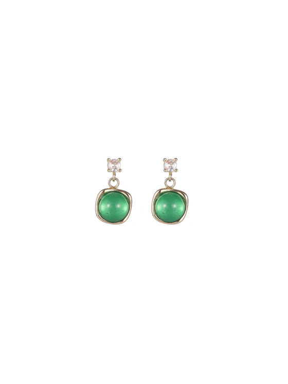 Green Emerald Stud Earrings - Ahaselected