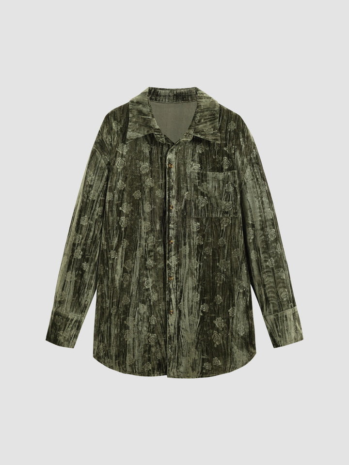 Schicke, locker sitzende Bluse mit Samtprägung