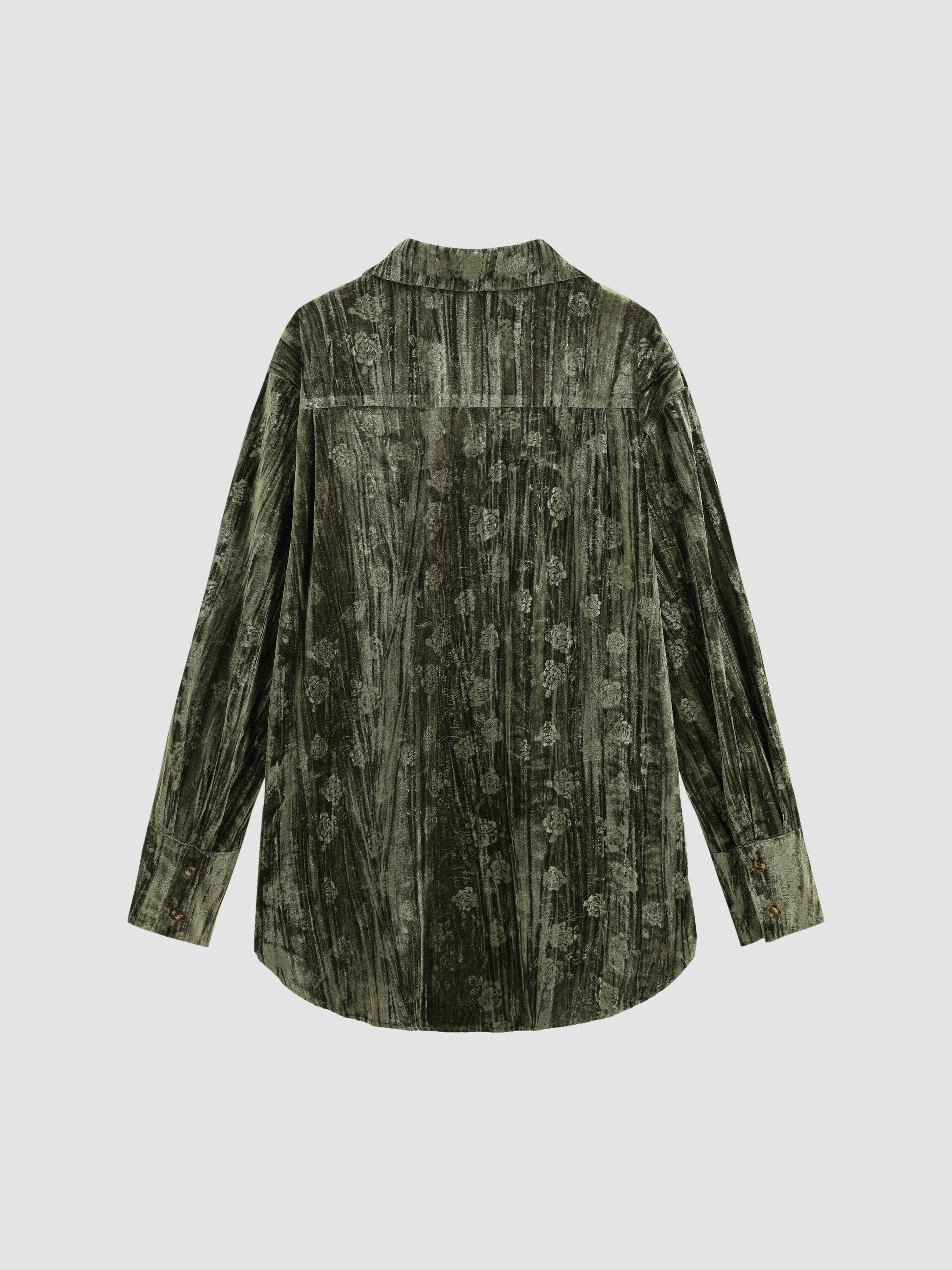 Chic Loose Fit Velvet Embossed Blouse - Ahaselected