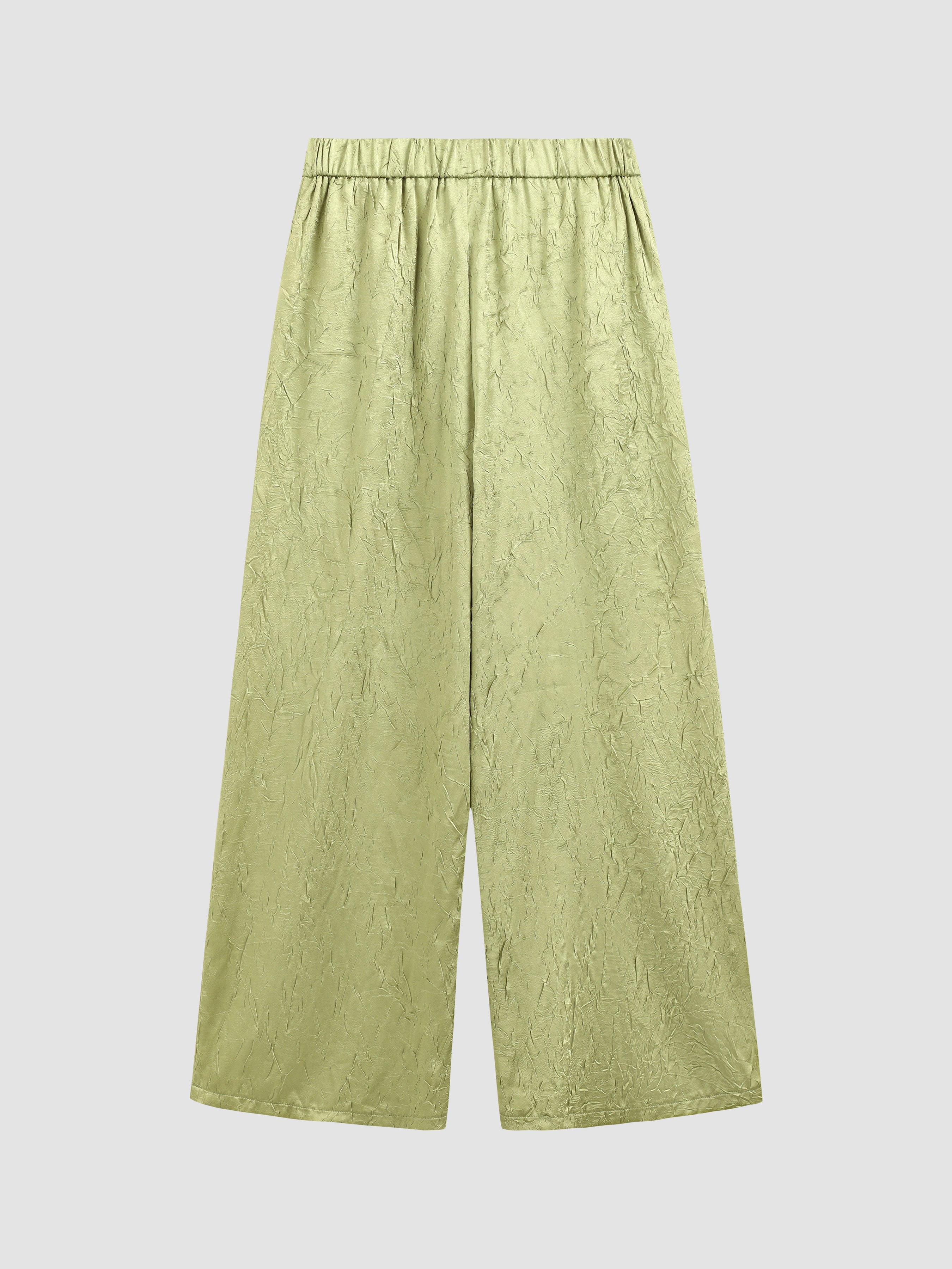 Textured Satin Pleated Wide Leg Pants - Ahaselected