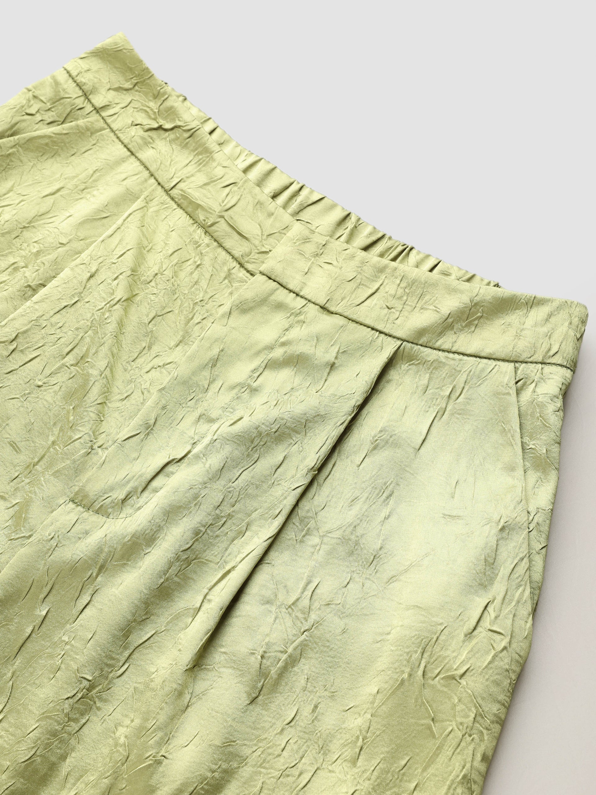 Textured Satin Patch Pocket Oversize Shirt & Wide Leg Pants 2 Pieces Set - Ahaselected