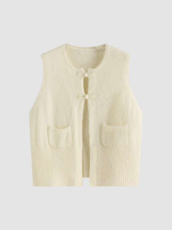Sleeveless Button Knitted Cardigan Vest - Ahaselected