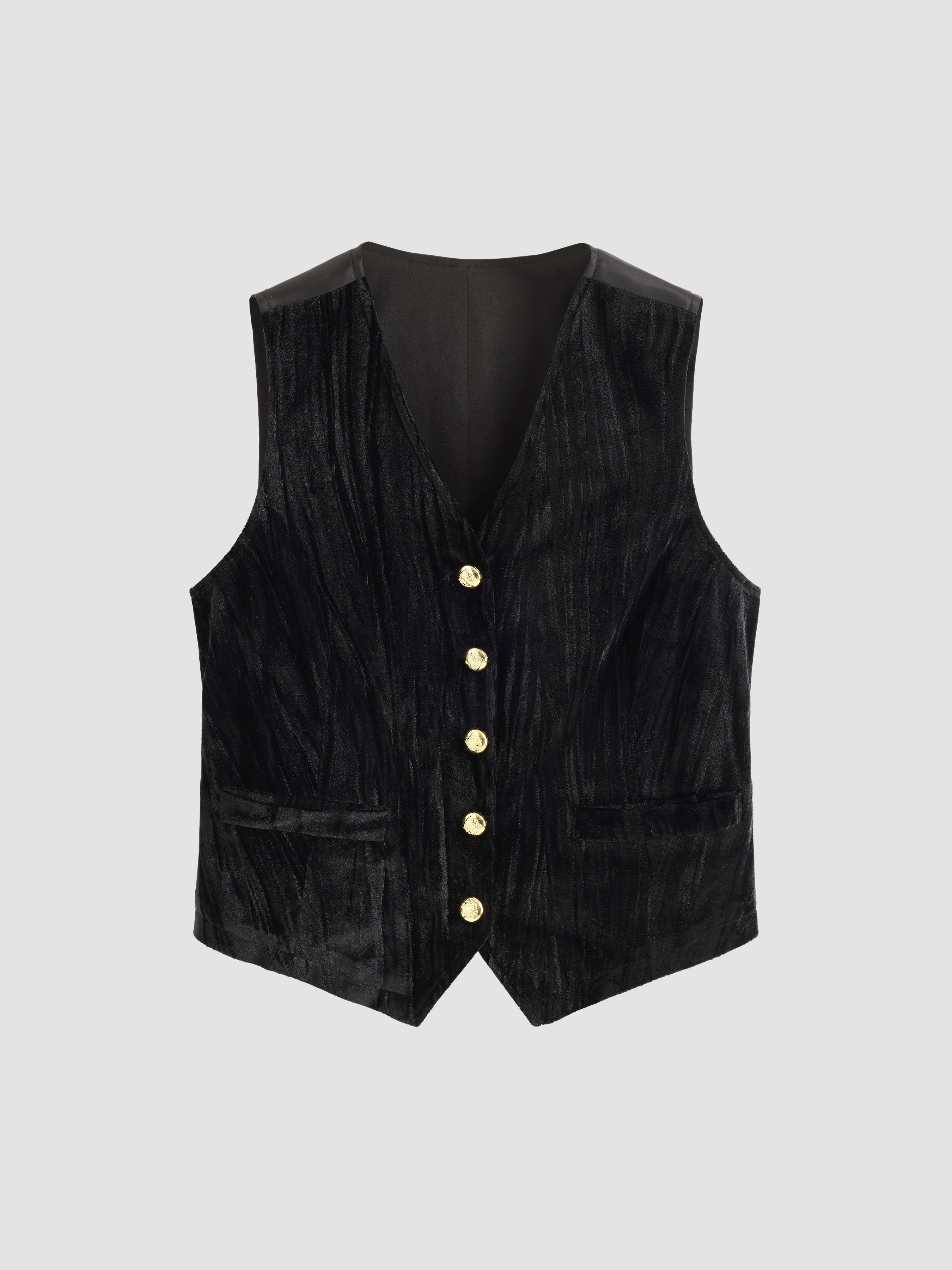 Embossed Velvet Patchwork Vest - Ahaselected