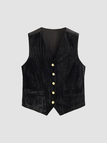 Embossed Velvet Patchwork Vest