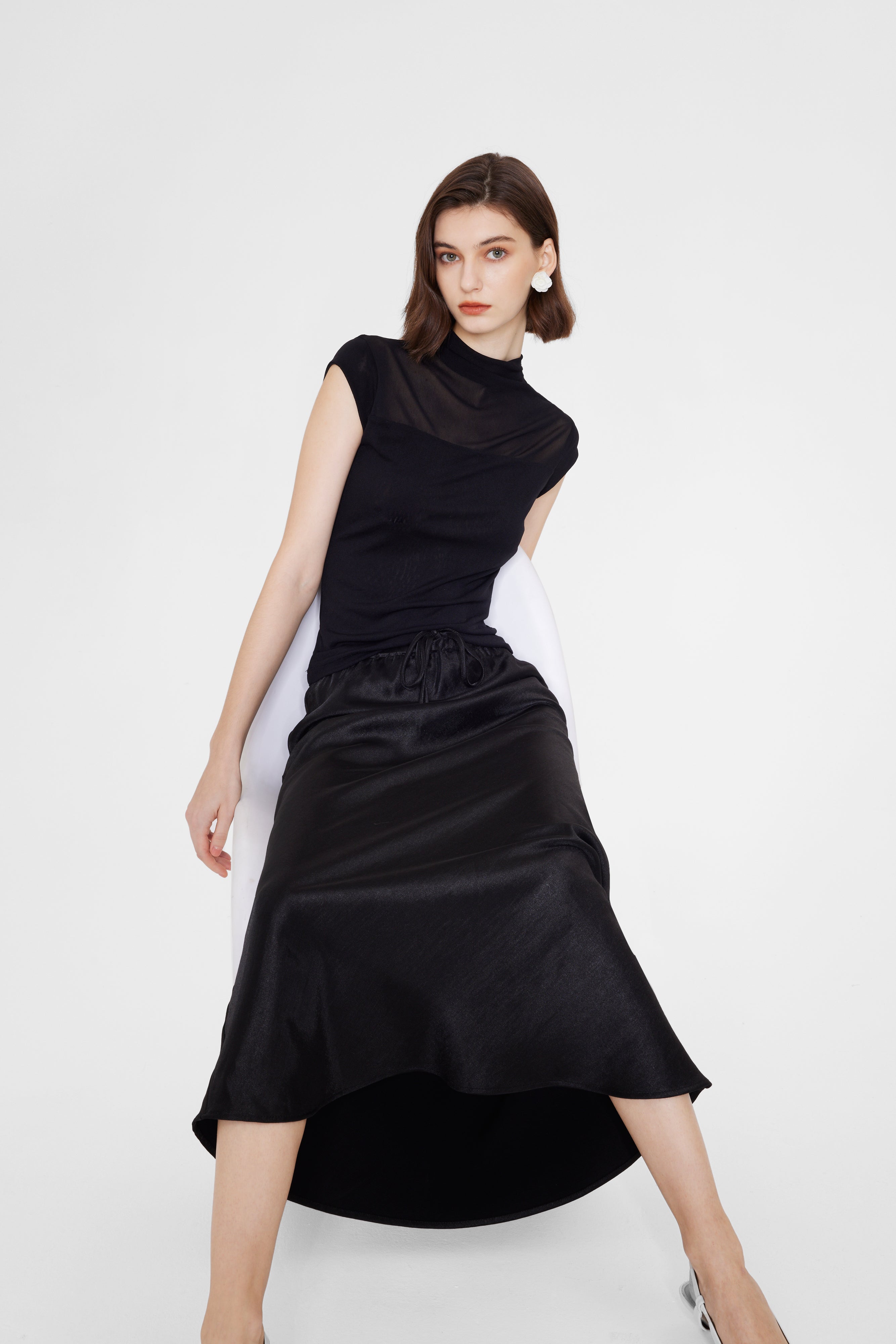 Sleeveless High Neck Mesh Top - Ahaselected