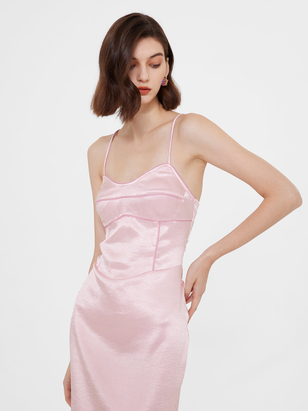 Recycled Satin Bustier Slip Dress - Ahaselected