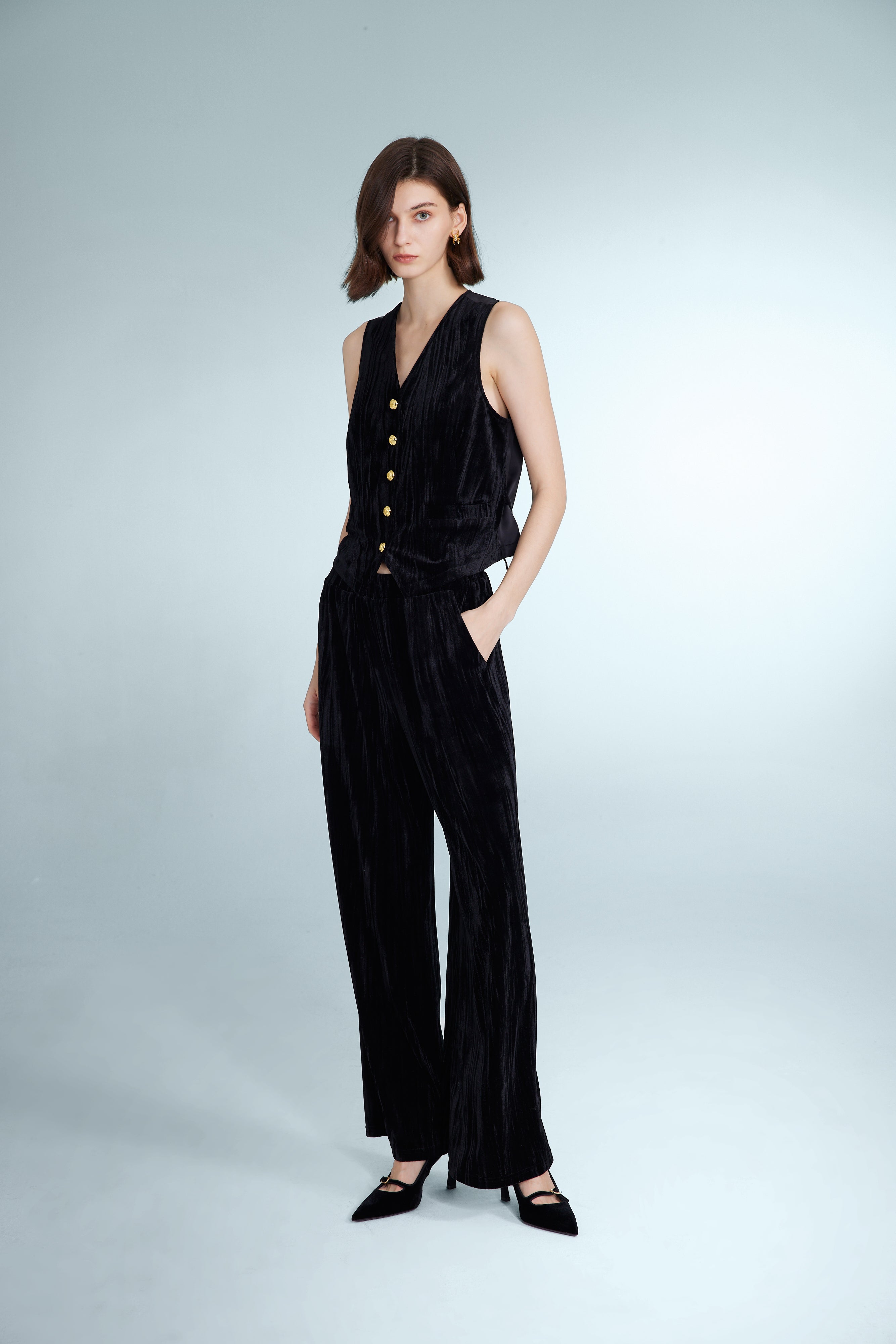 Embossed Velvet Patchwork Vest - Ahaselected