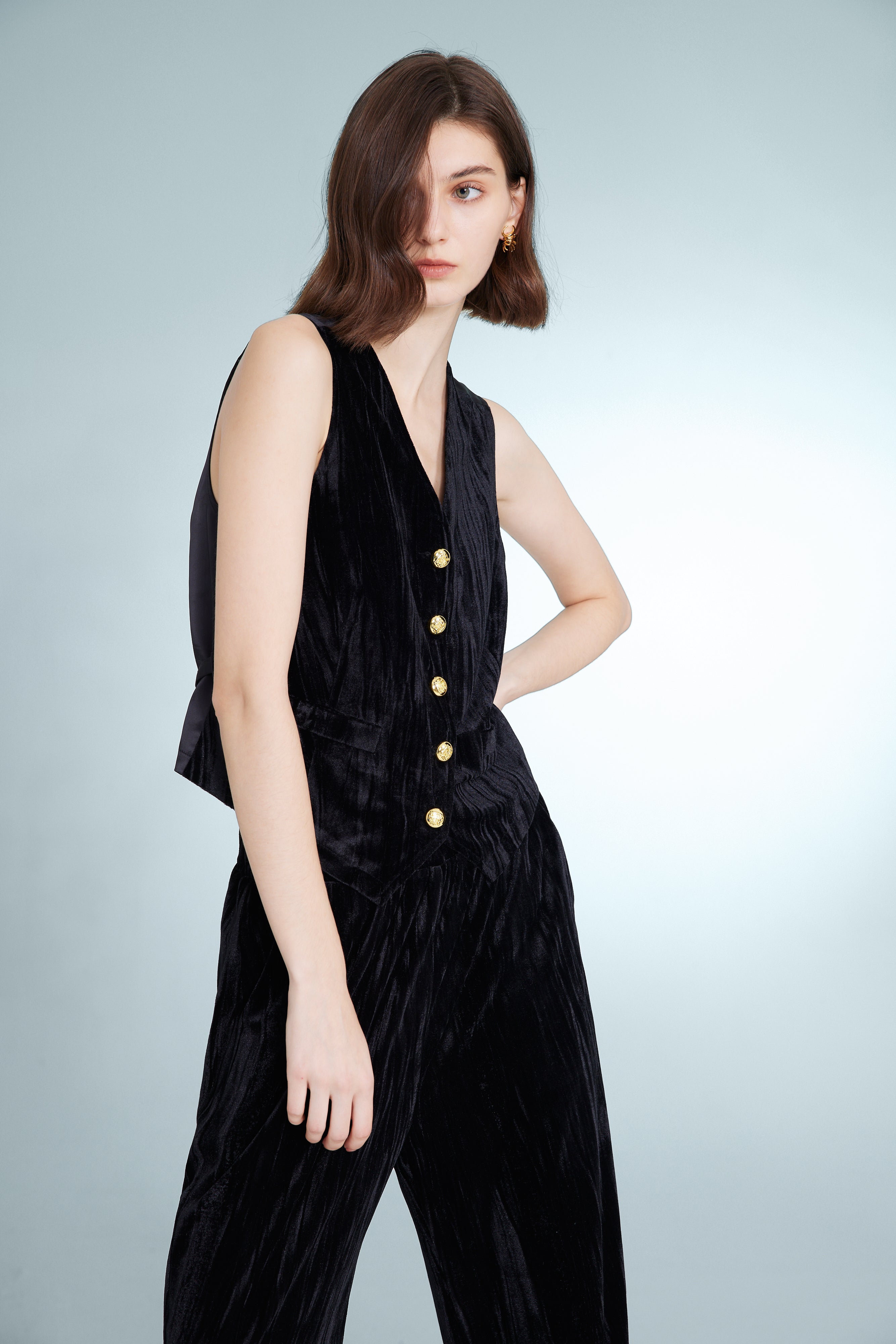 Embossed Velvet Patchwork Vest - Ahaselected