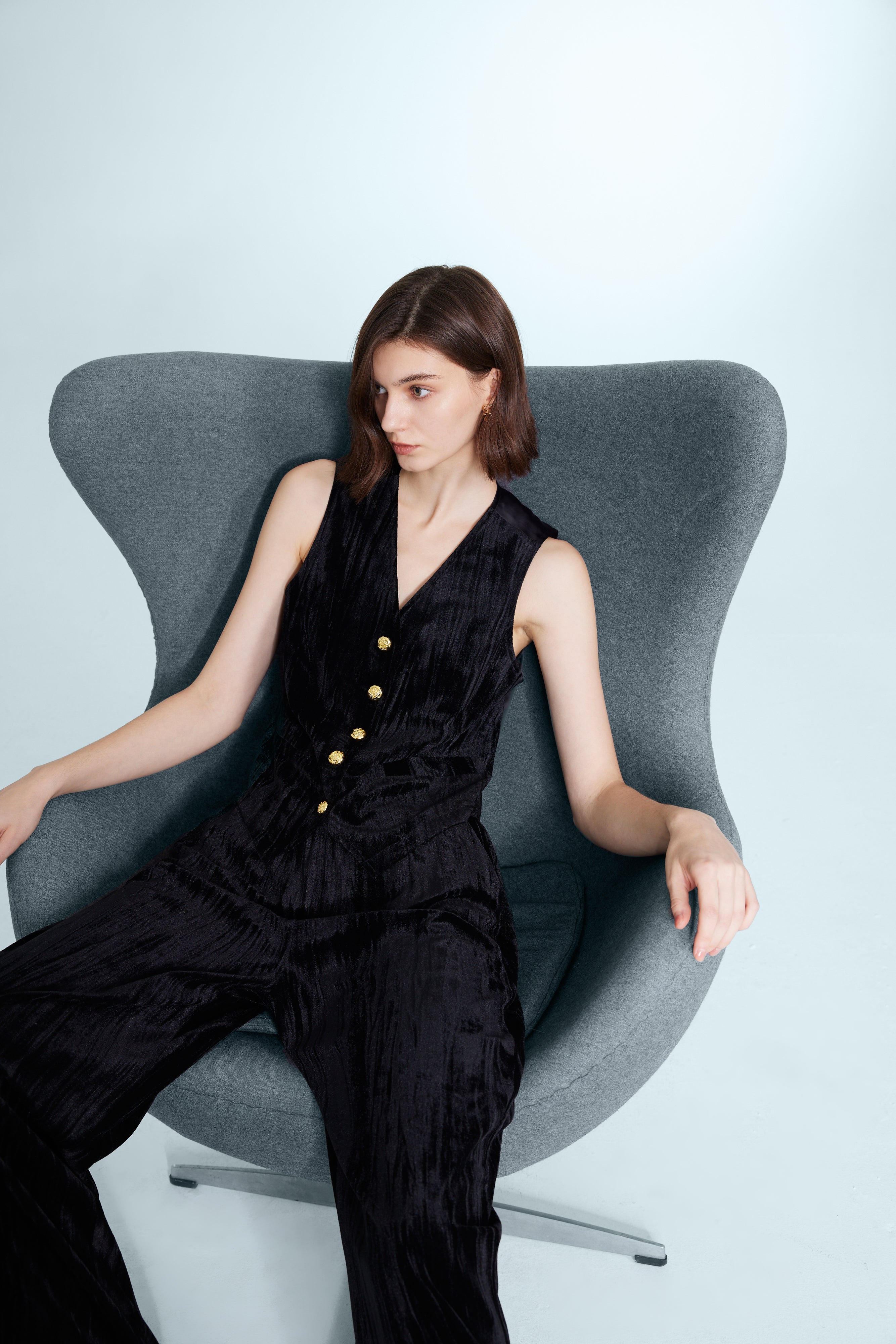 Embossed Velvet Patchwork Vest - Ahaselected
