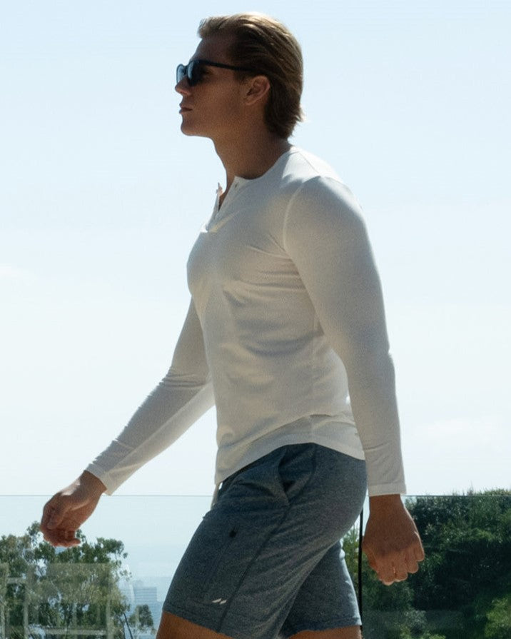 All Day Elite Henley Curve-Hem Stretch Long Sleeve - Ahaselected