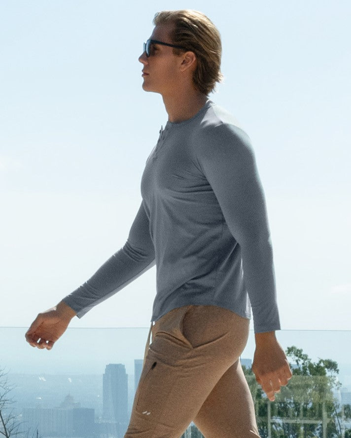 All Day Elite Henley Curve-Hem Long Sleeve - Ahaselected