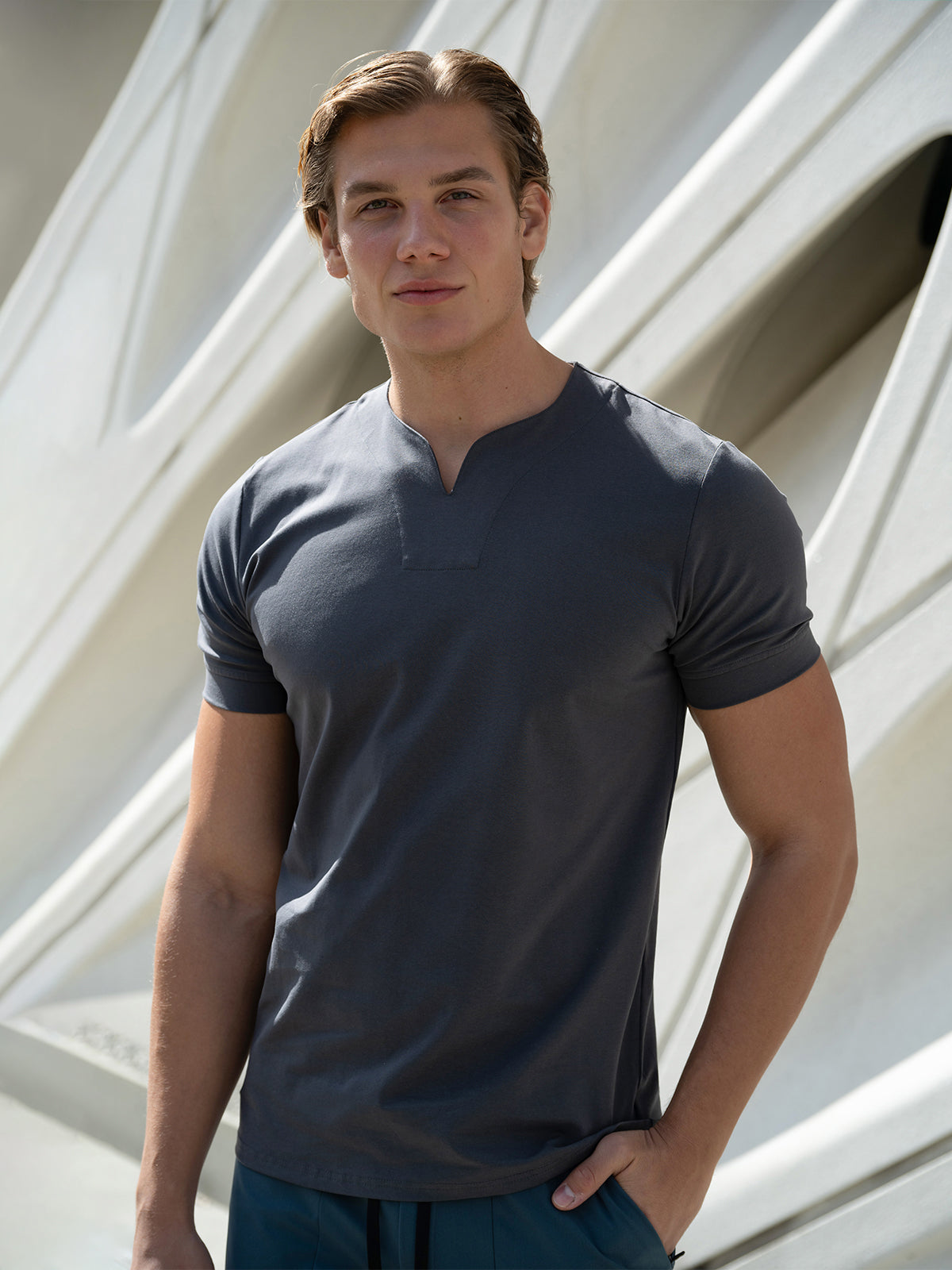 Society Cotton V-neck Short Sleeve - Ahaselected