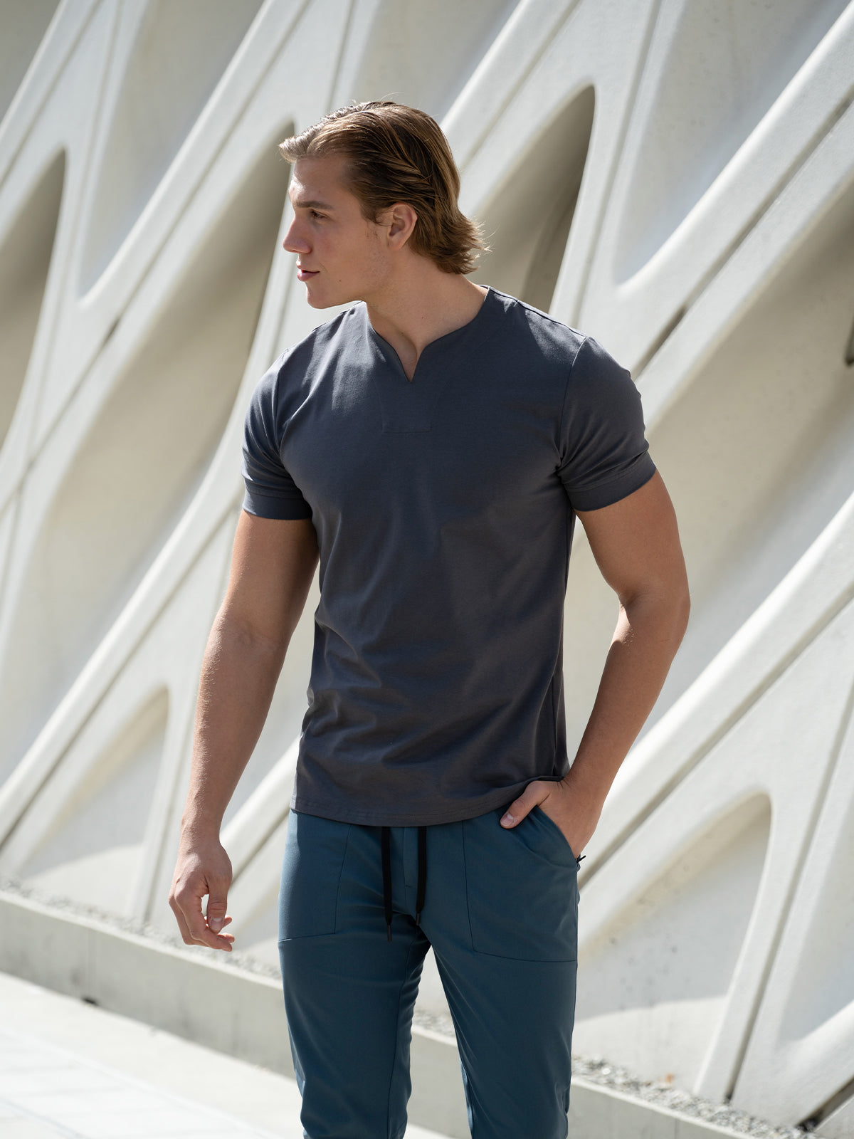 Society Cotton V-neck Short Sleeve - Ahaselected