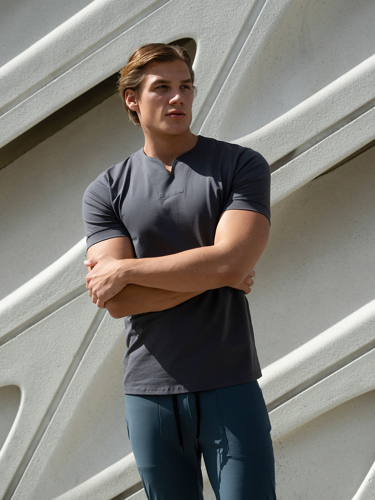 Society Cotton V-neck Short Sleeve - Ahaselected