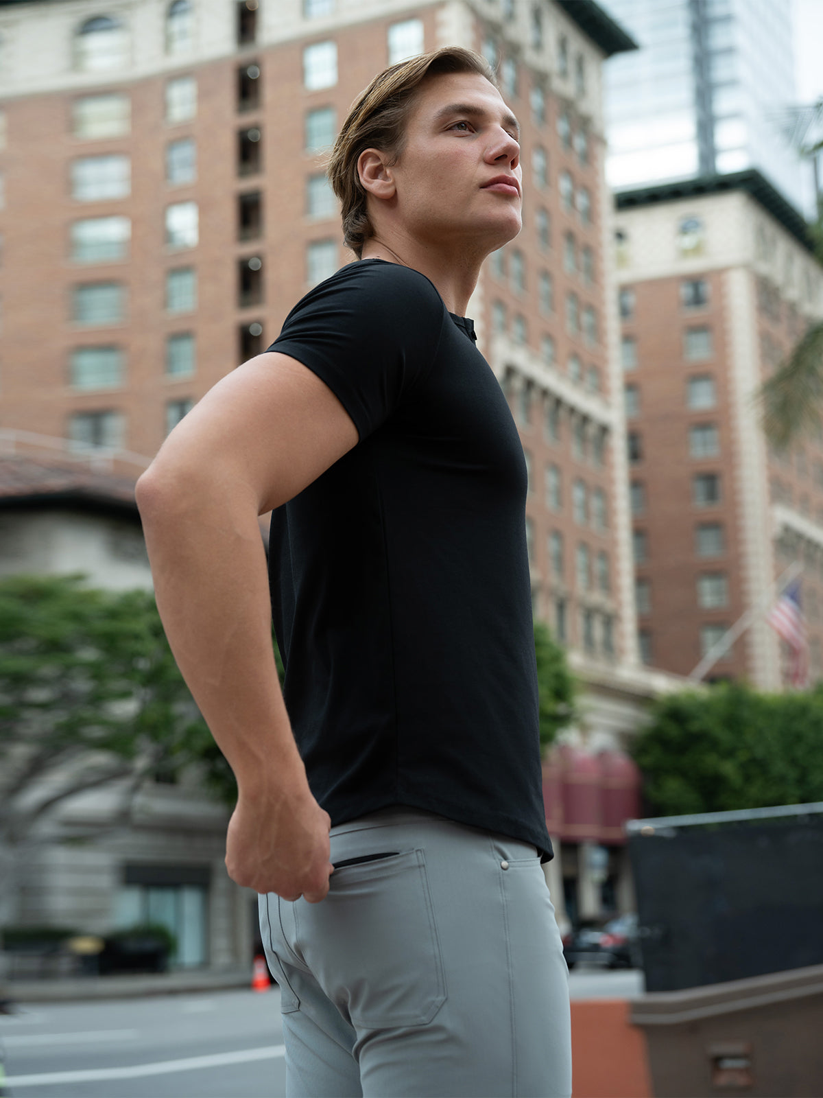 All Day Elite Henley Curve-Hem Stretch Short Sleeve - Ahaselected