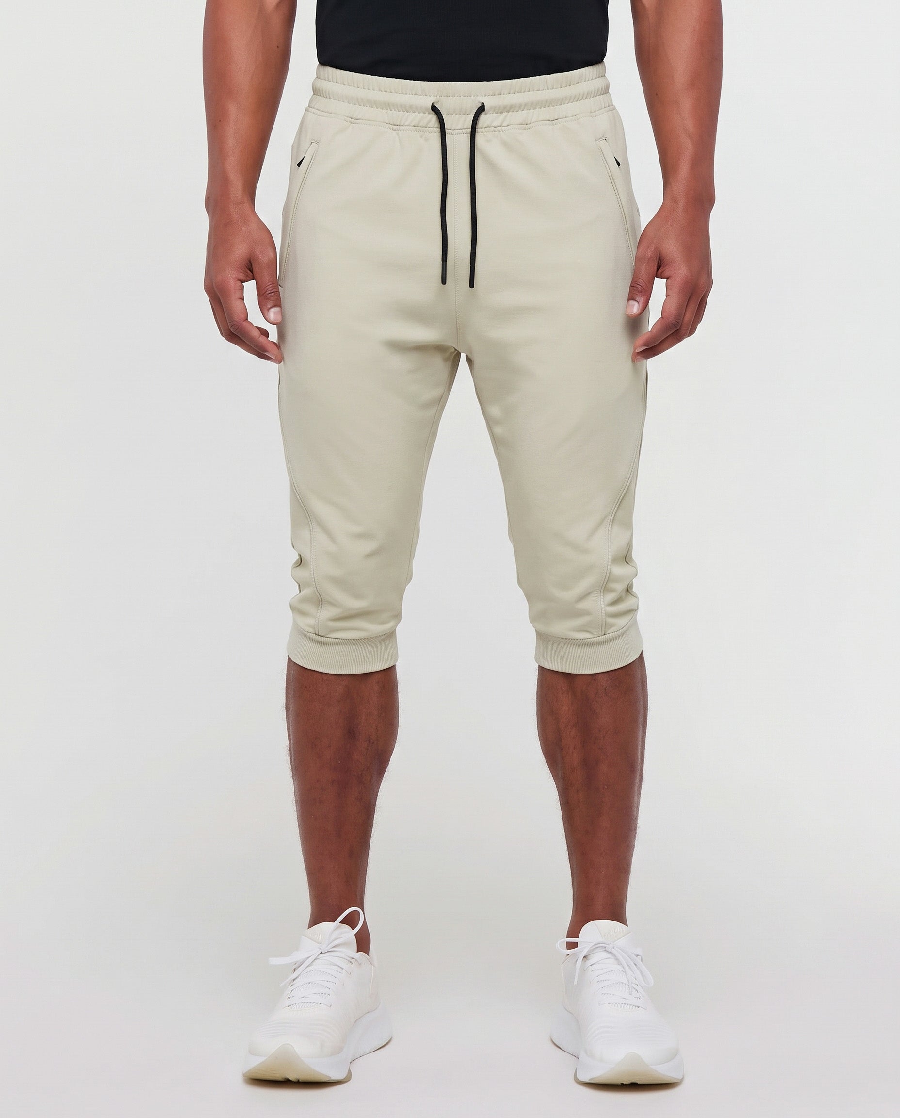Men’s Cropped Jogger Shorts with Zipper Pockets