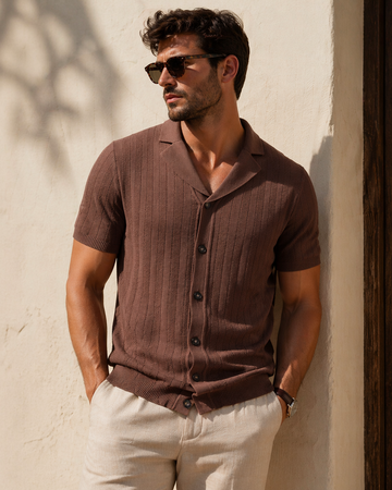 Men’s Textured Knit Button Polo