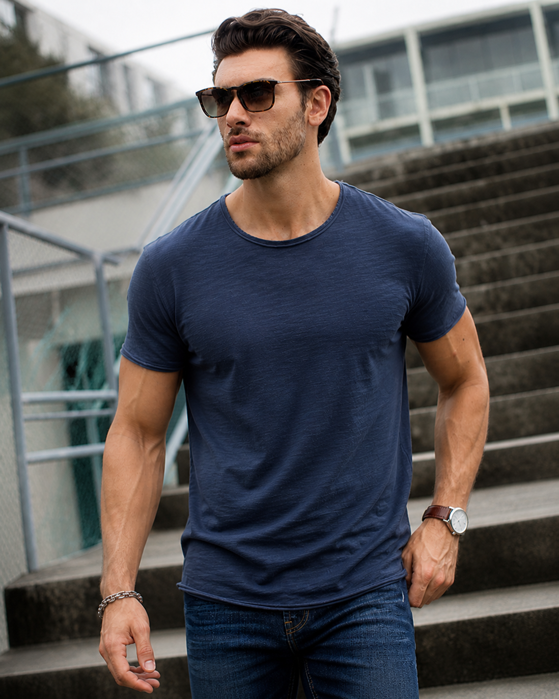 Men’s Slim Fit Slub Cotton Raw Edge Tee-thumbmail-4