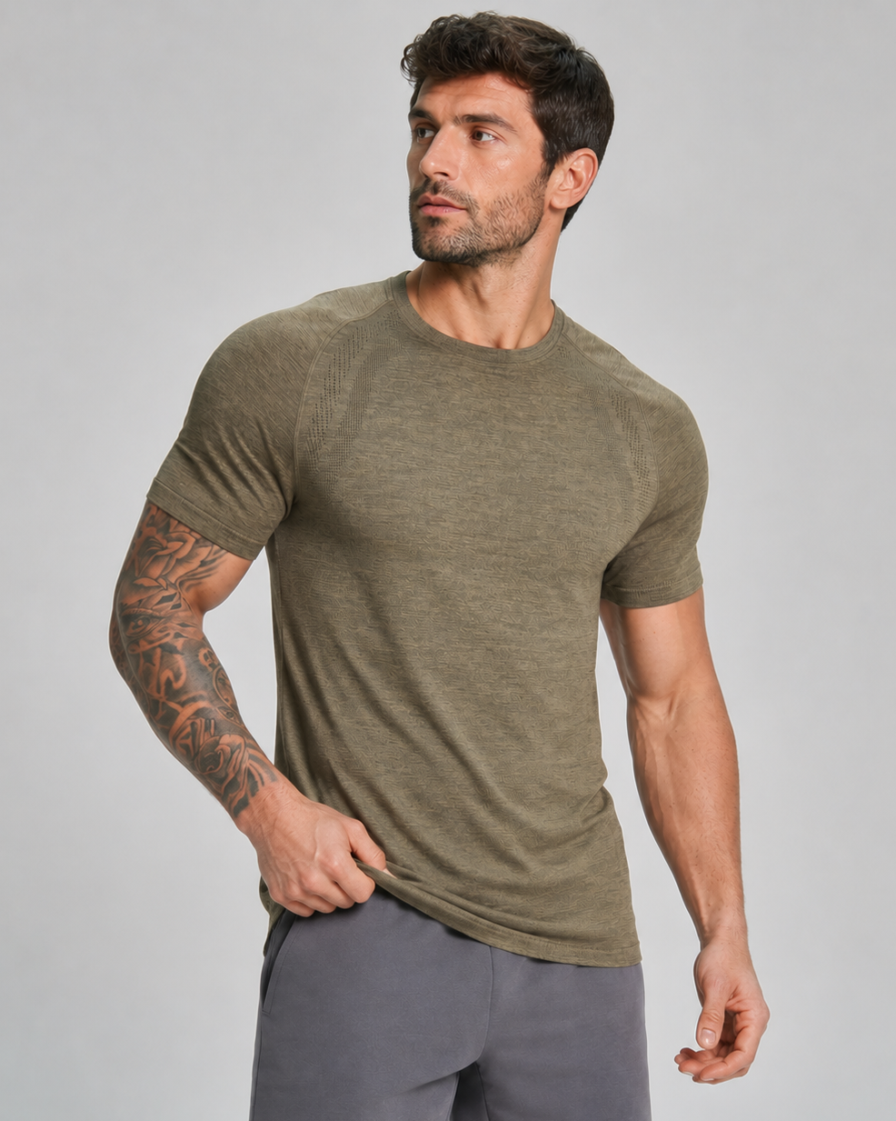 Men's Seamless Quick Dry Short Sleeve Training Shirt-thumbmail-1