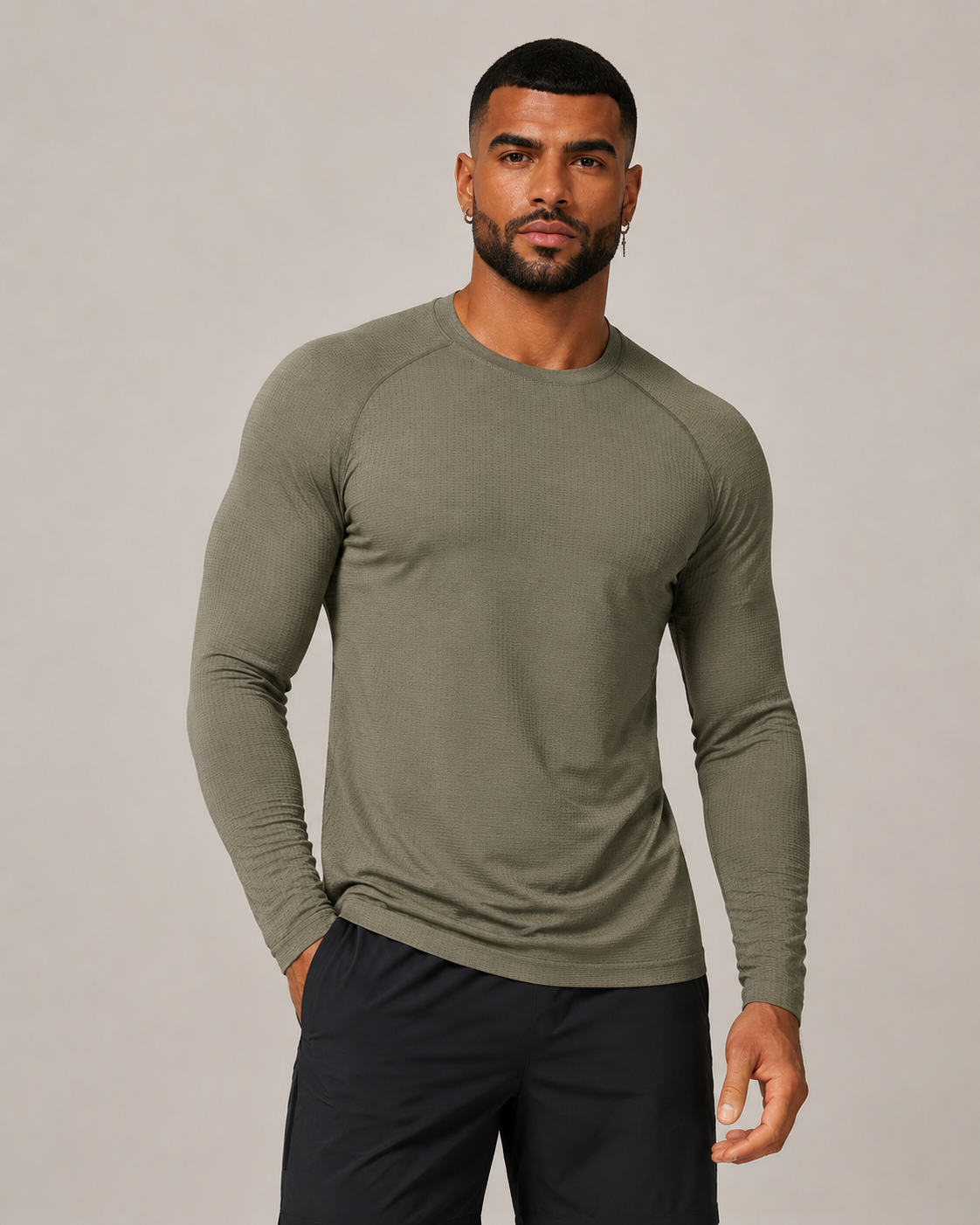 Men's Seamless Quick Dry Long Sleeve Training Shirt-thumbmail-1