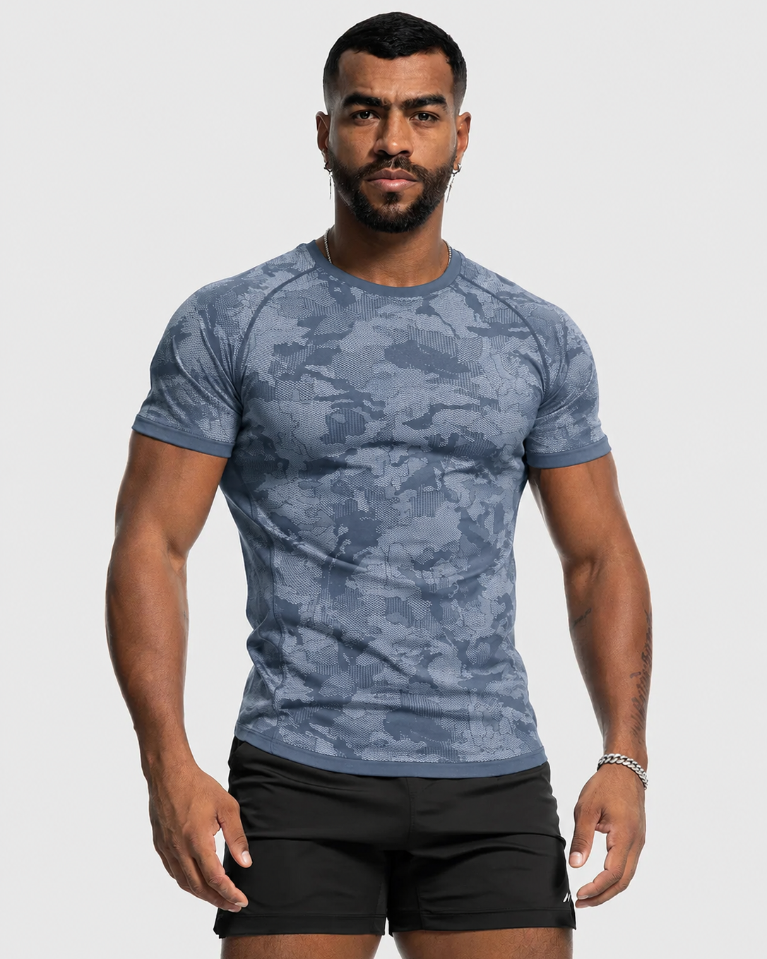 Men's Jacquard Seamless Short Sleeve Training Top-thumbmail-1