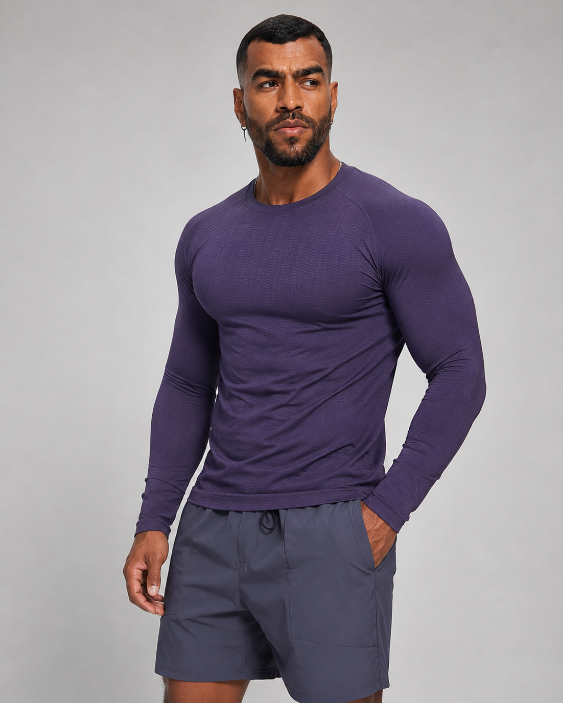 Men's Seamless Jacquard Long Sleeve Performance Shirt