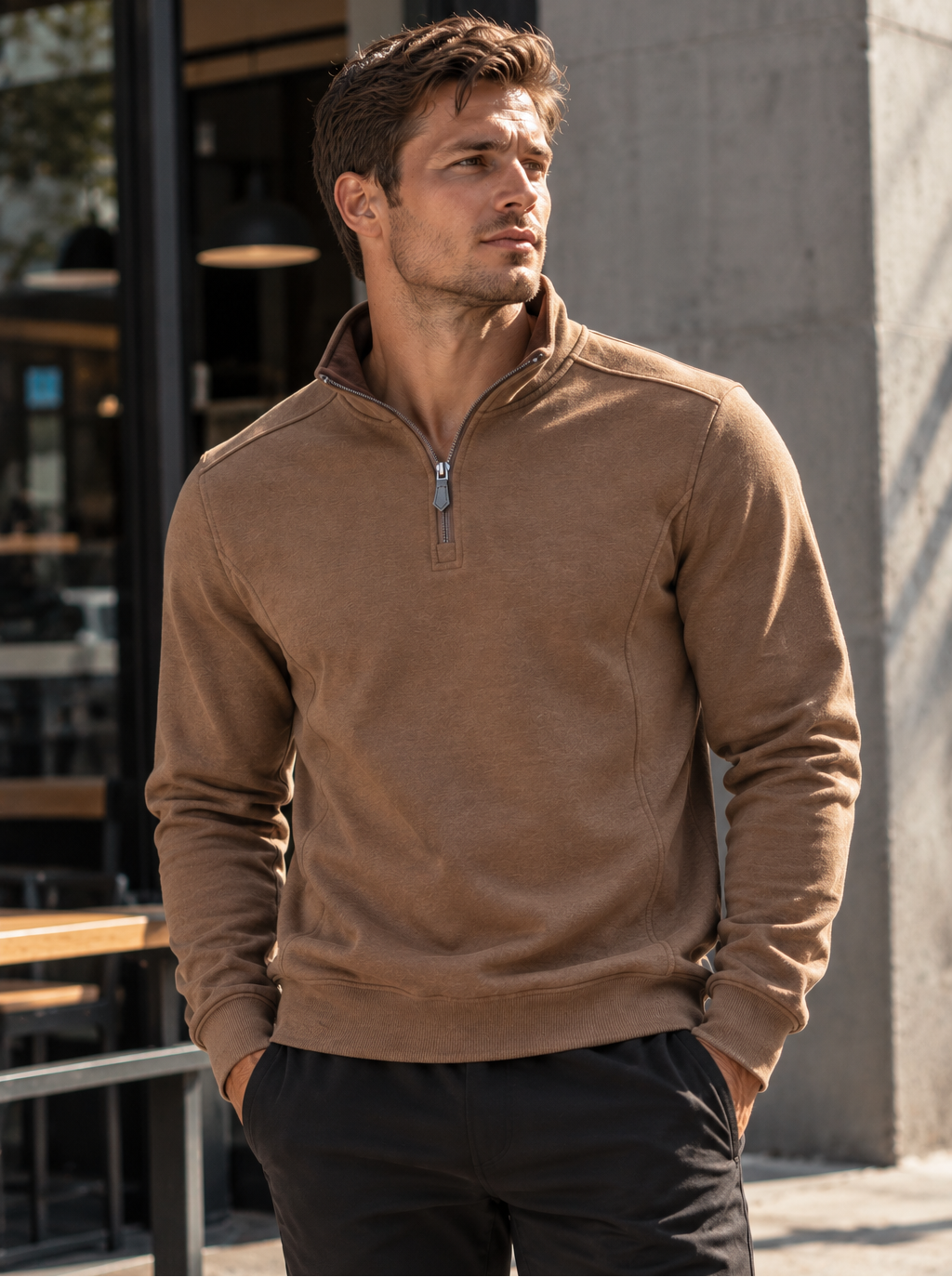 Men’s Quarter-Zip Cotton Blend Sweatshirt