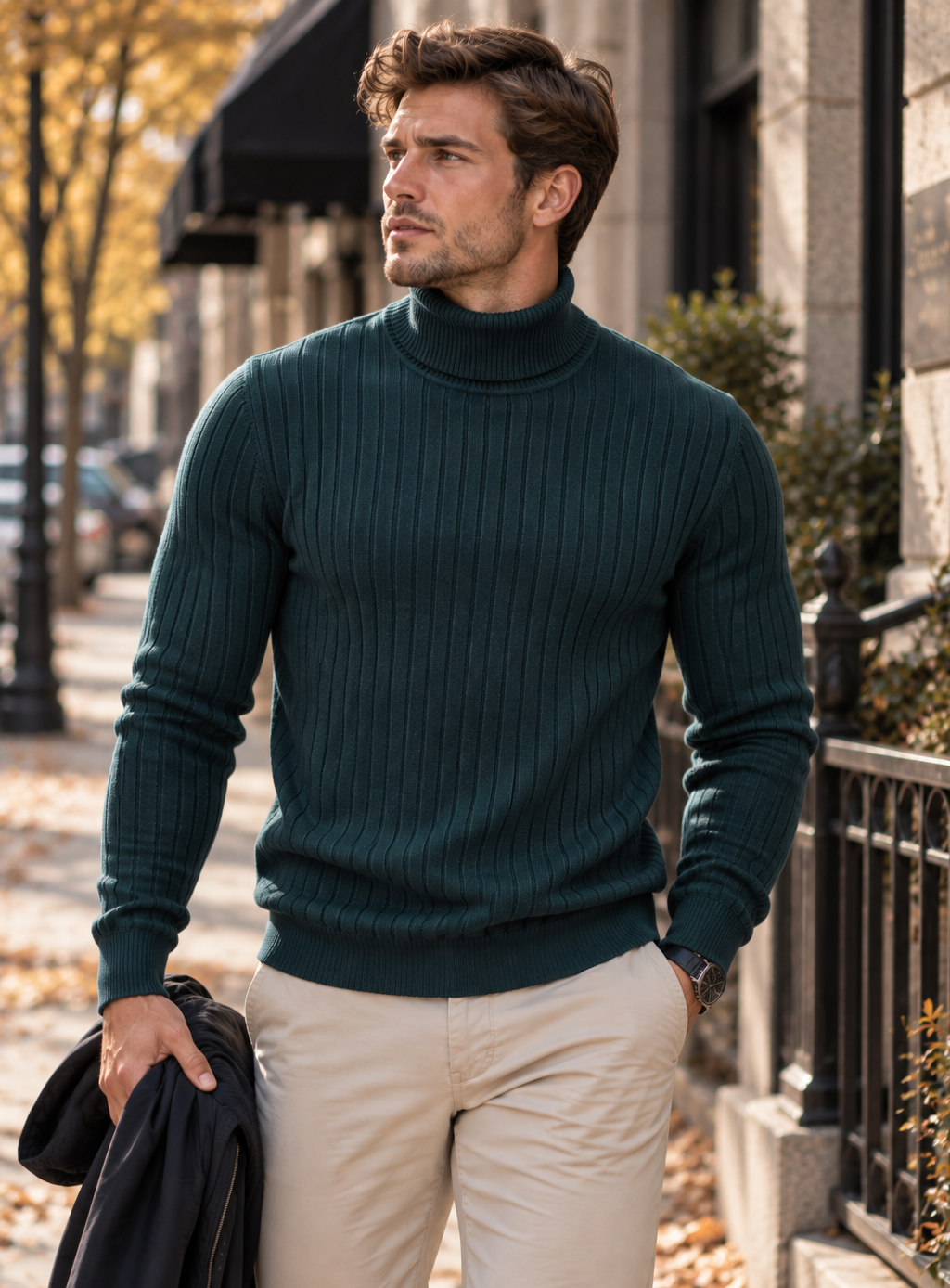 Men’s Ribbed Slim Fit Turtleneck Sweater-thumbmail-26