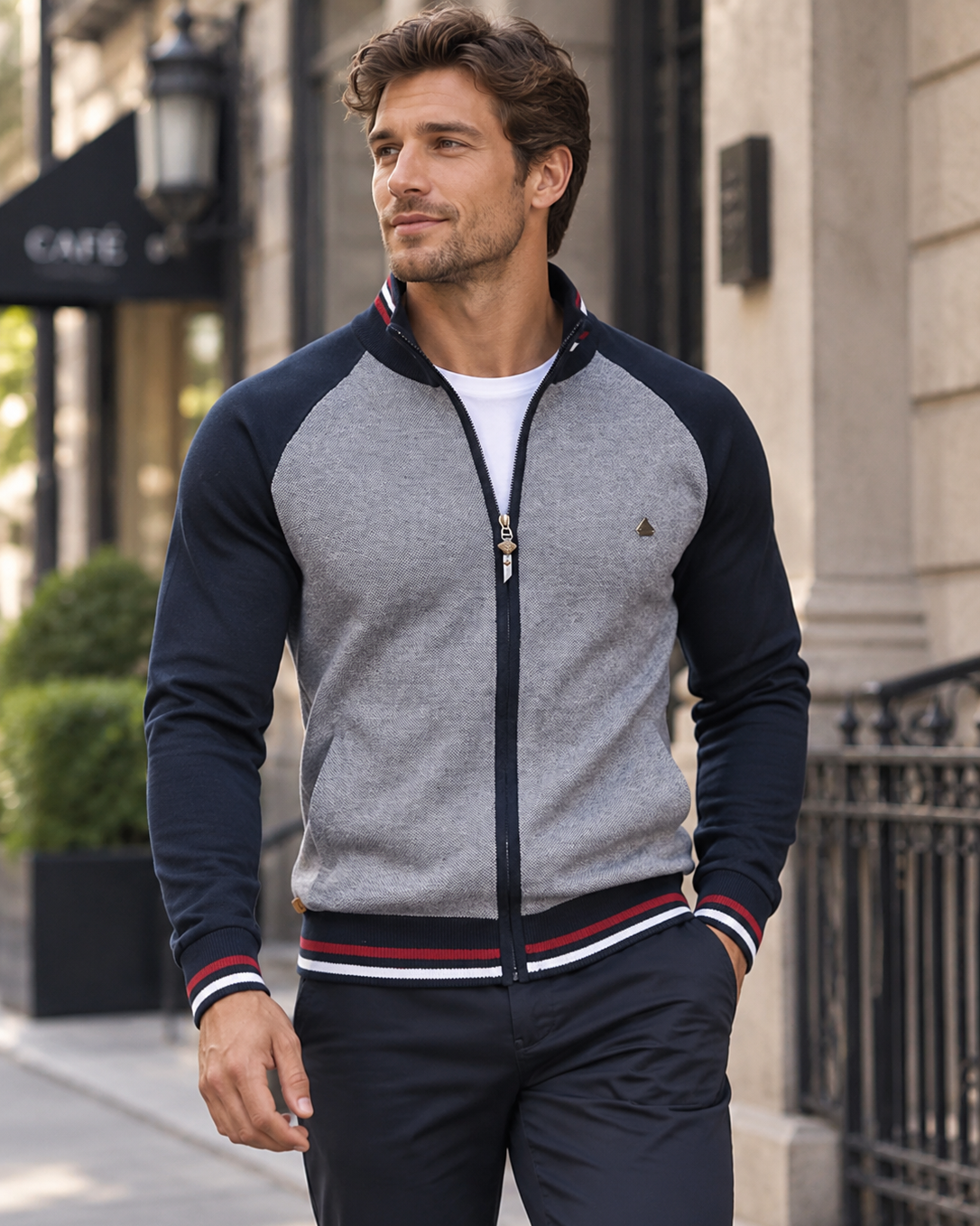 Men’s Colorblock Full-Zip Knit Jacket